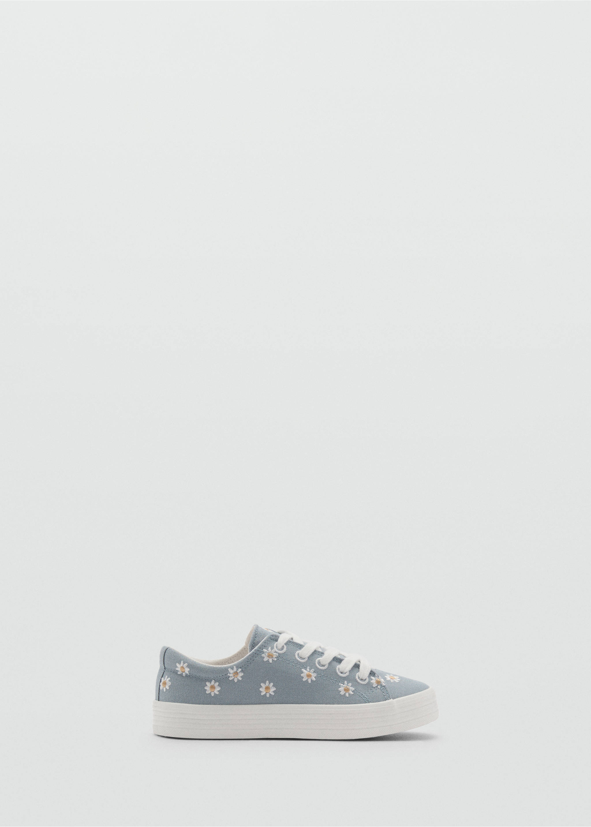 Floral-embroidered trainers - Article without model, Sky Blue. Ref: 87094780-00.