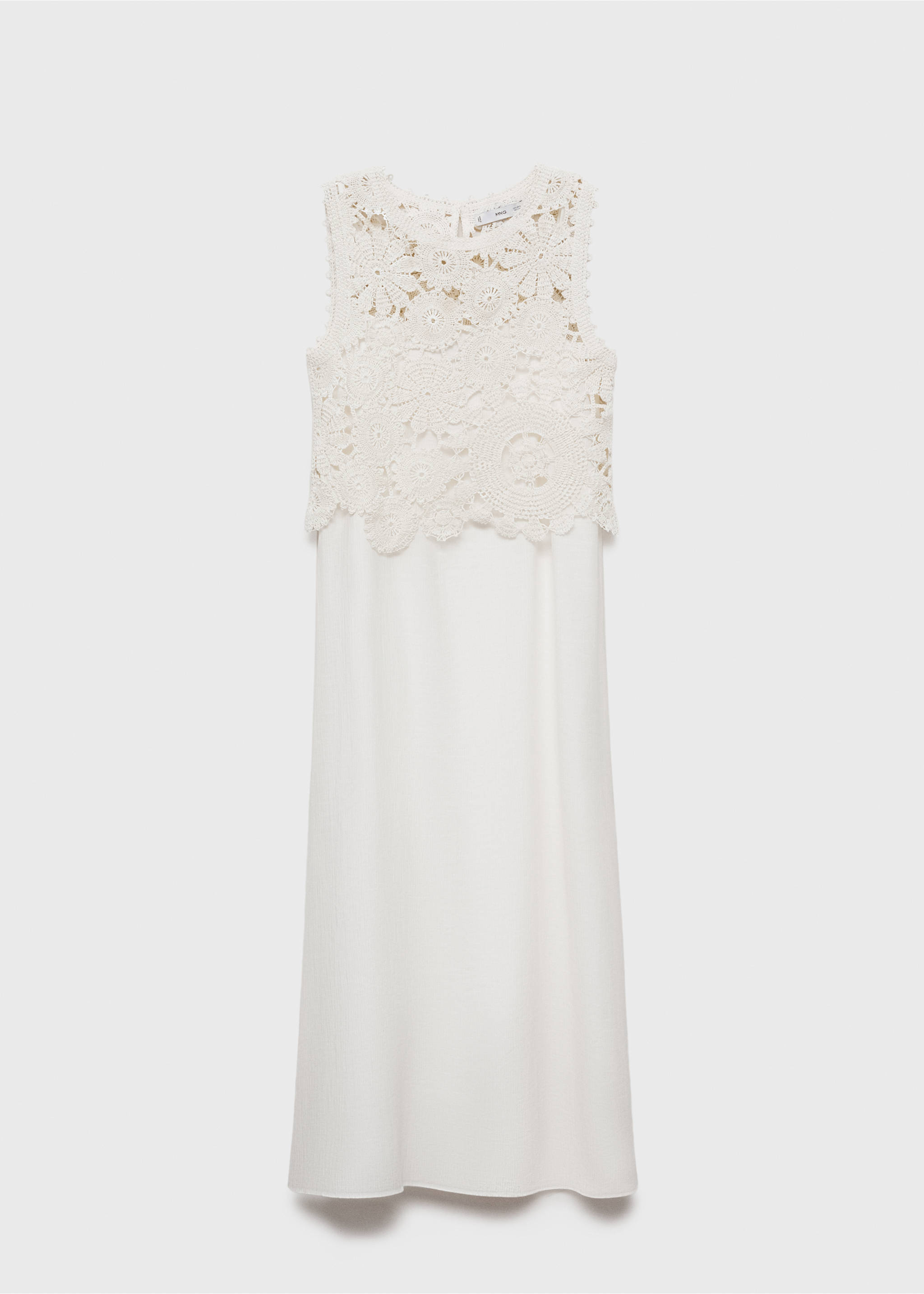 Sukienka midi z szydełkową górą - Artykuł bez modela/modelki, Złamana biel. Ref: 87094781-00.