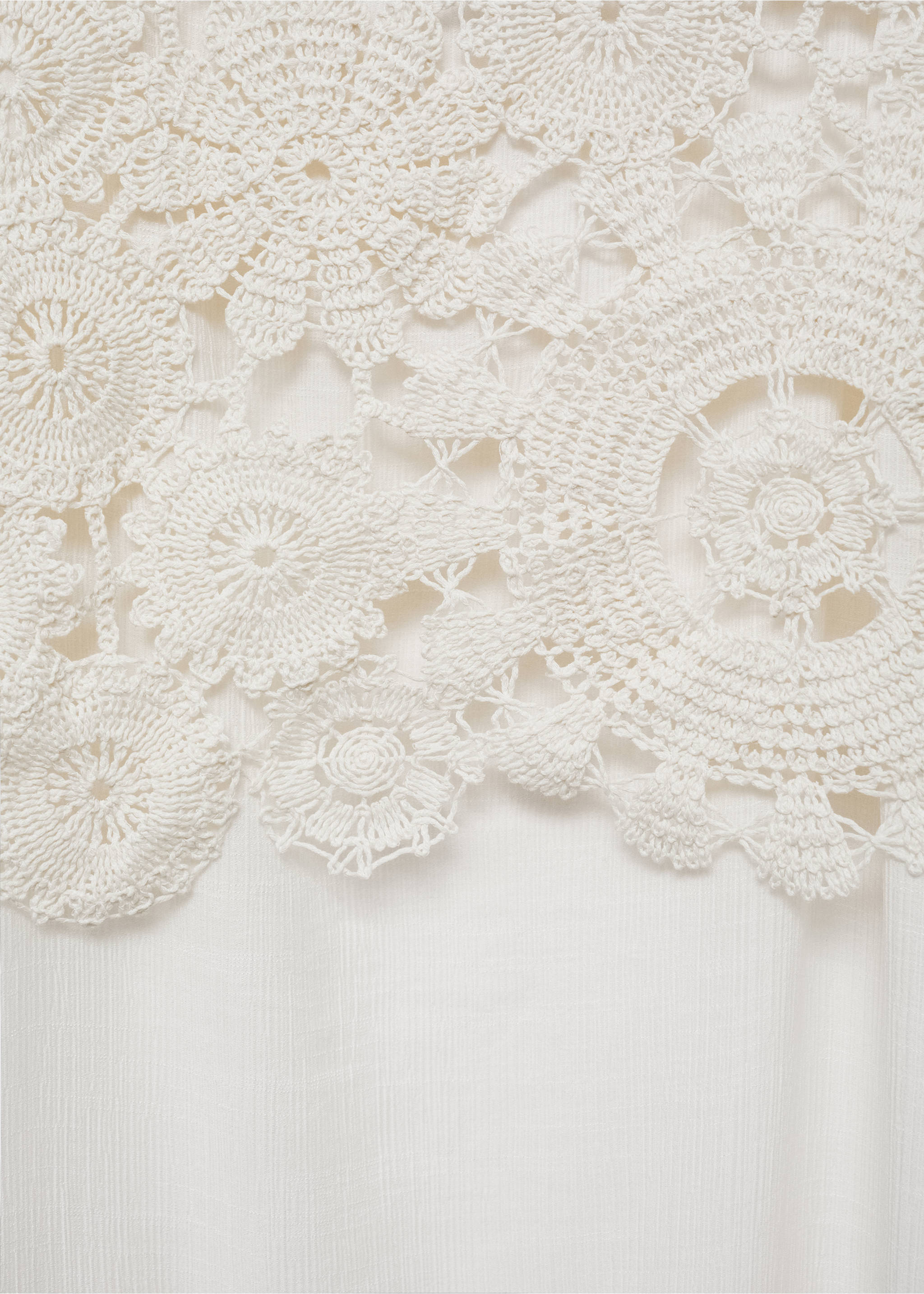 Sukienka midi z szydełkową górą - Szczegóły artykułu 8, Złamana biel. Ref: 87094781-00.