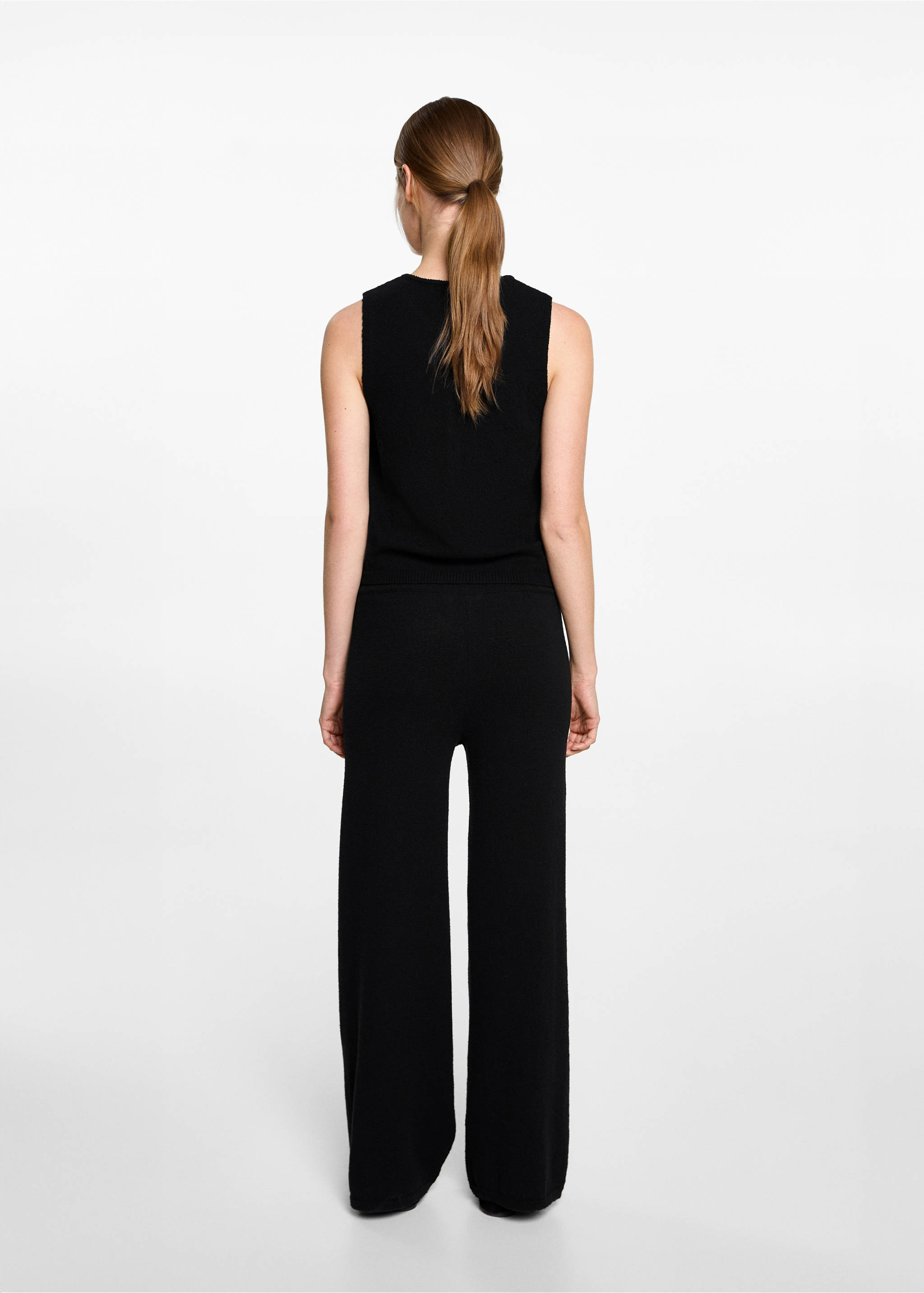 Wideleg-Feinstrickhose - Rückseite des Artikels, Schwarz. Ref: 87094784-00.