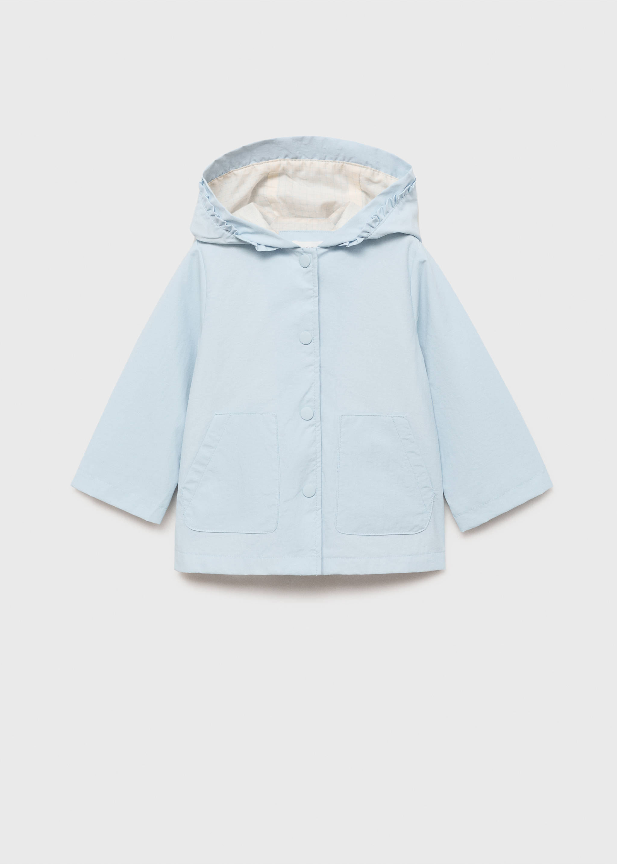 Raincoat hooded jacket - Article without model, Sky Blue. Ref: 87094794-00.