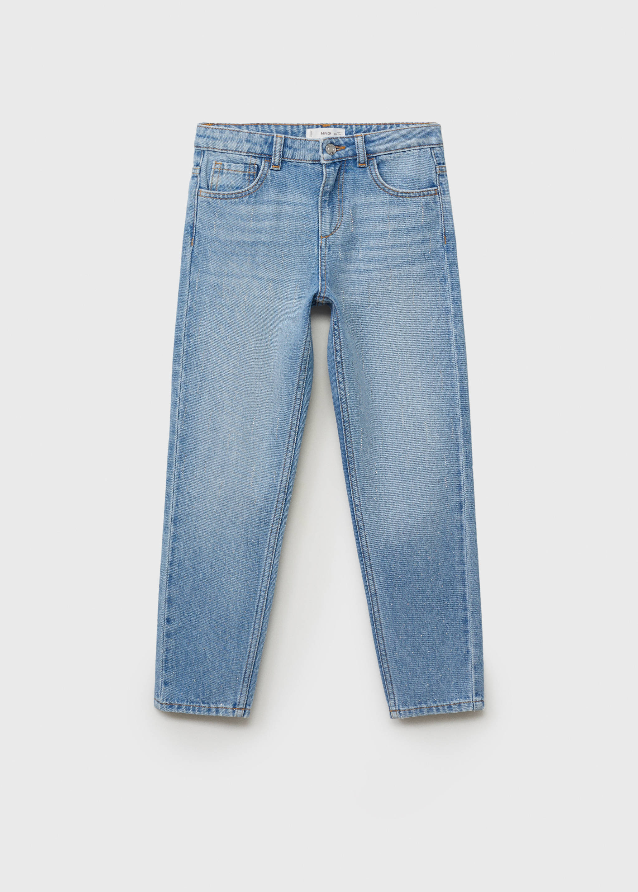 Mom-fit Jeans mit glänzenden Details - Artikel ohne Model