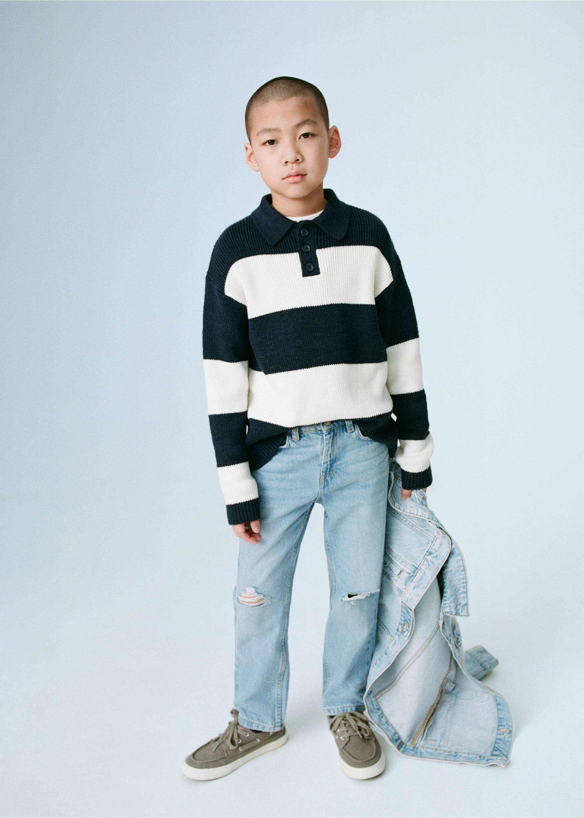 Jersey estilo polo rayas - Detalle del artículo 5, Azul indigo. Ref: 87094796-00.