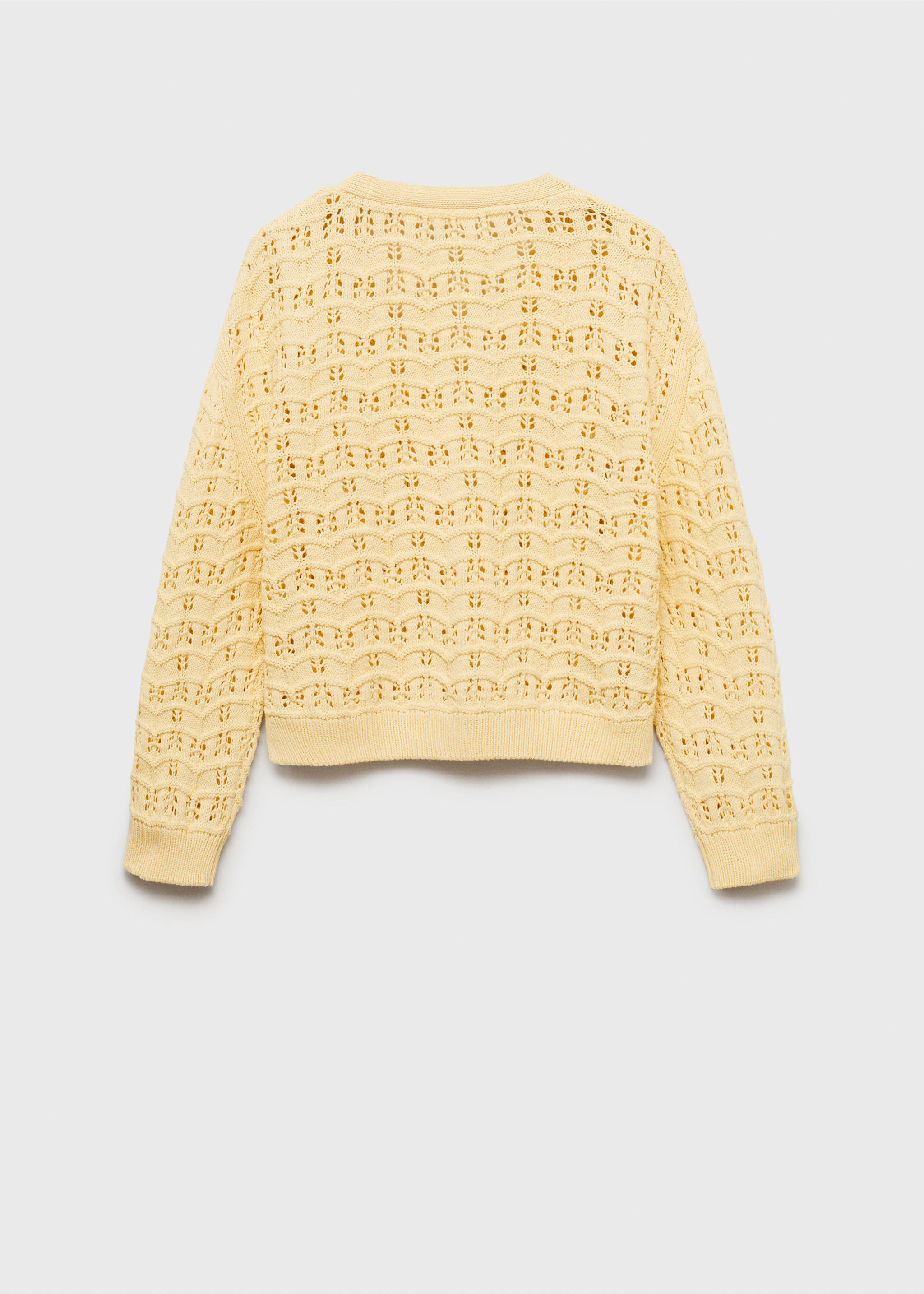 Openwork knit cardigan - Reverse of the article, Pastel Yellow. Ref: 87094804-00.