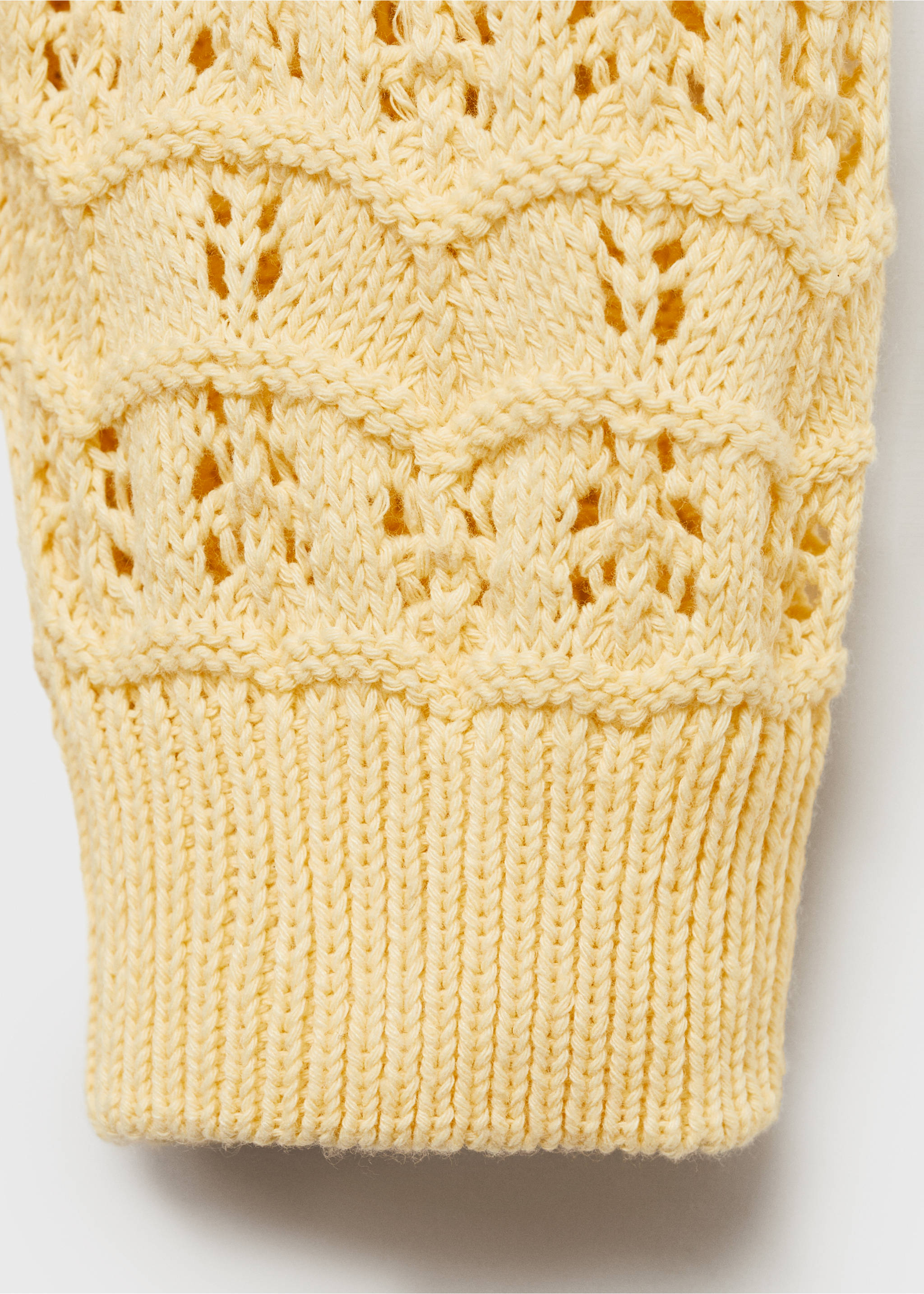 Openwork knit cardigan - Details of the article 0, Pastel Yellow. Ref: 87094804-00.