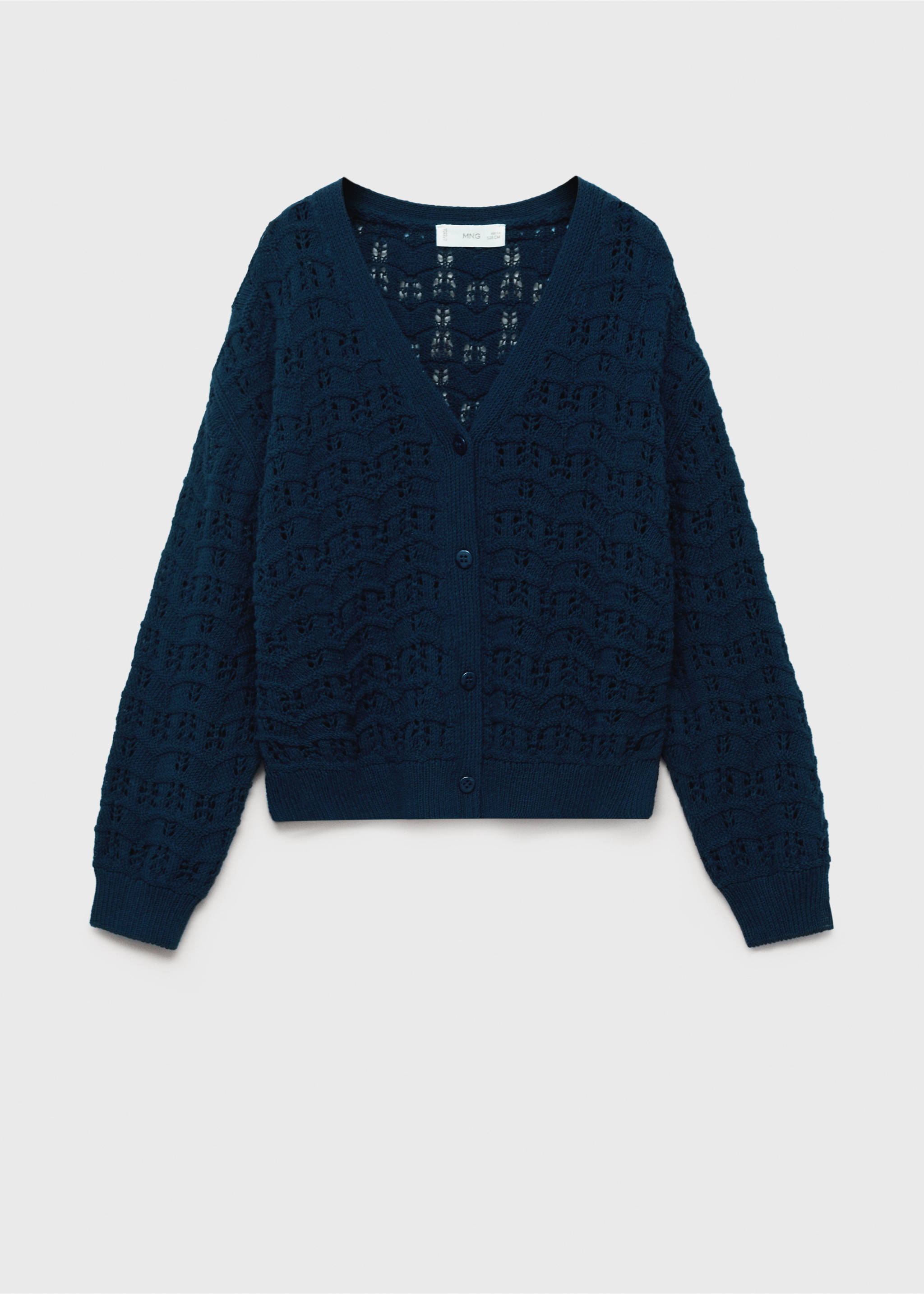 Cardigan maille ajourée - Article sans modèle, Bleu marine foncé. Ref: 87094804-00.