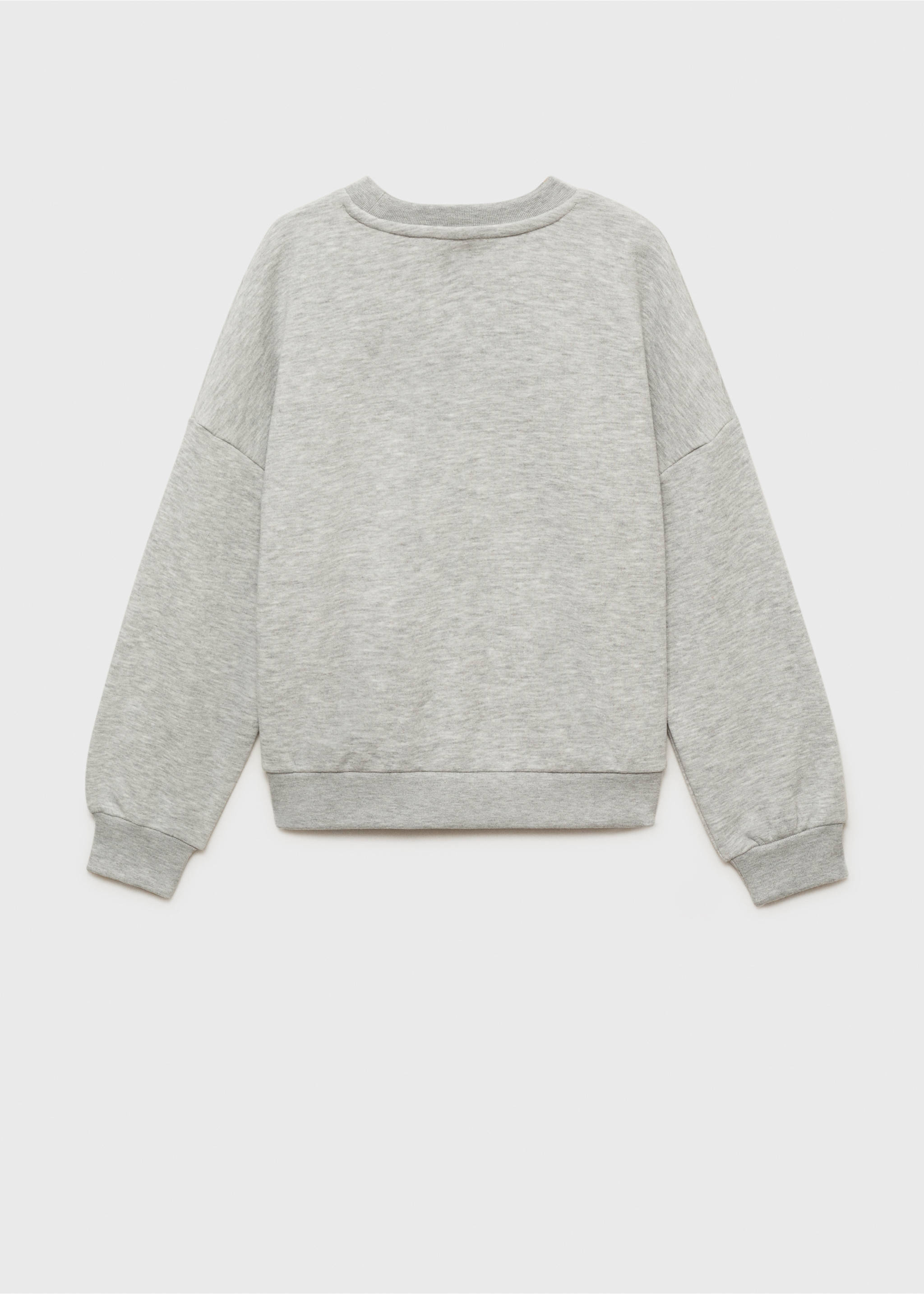 Cotton sweatshirt with embroidered message - Reverse of the article, Light Heather Grey. Ref: 87094805-00.