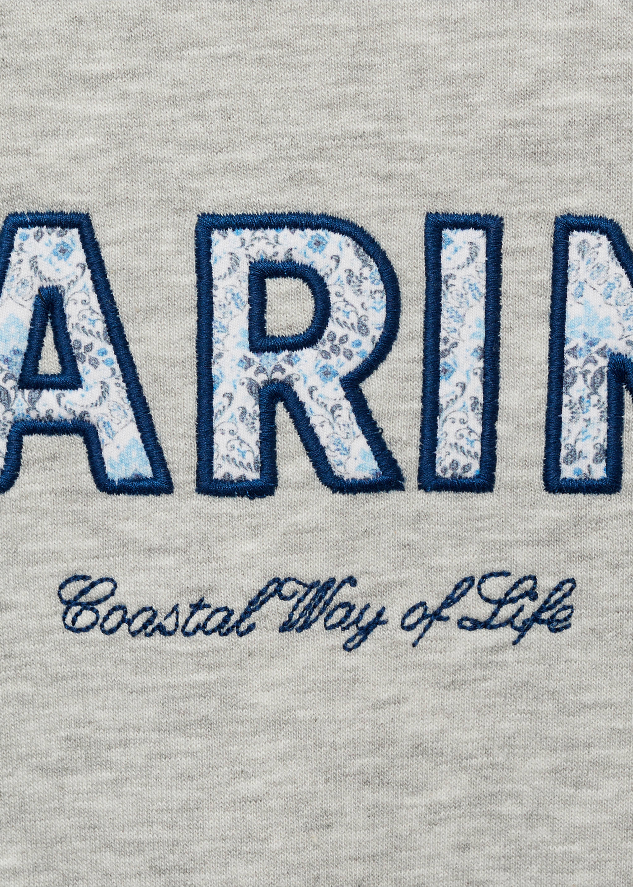 Cotton sweatshirt with embroidered message - Details of the article 8, Light Heather Grey. Ref: 87094805-00.