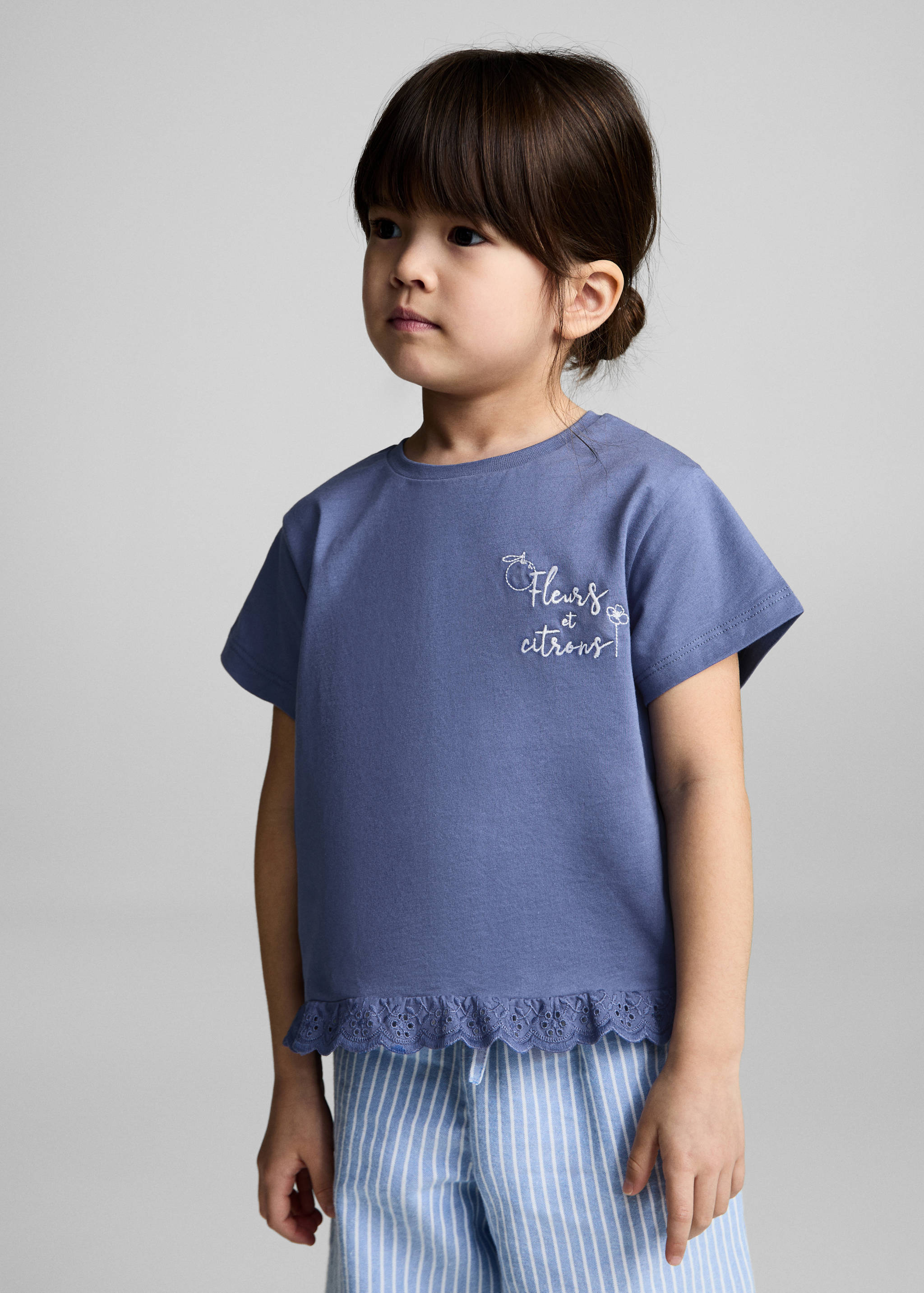 Embroidered cotton T-shirt - Medium plane