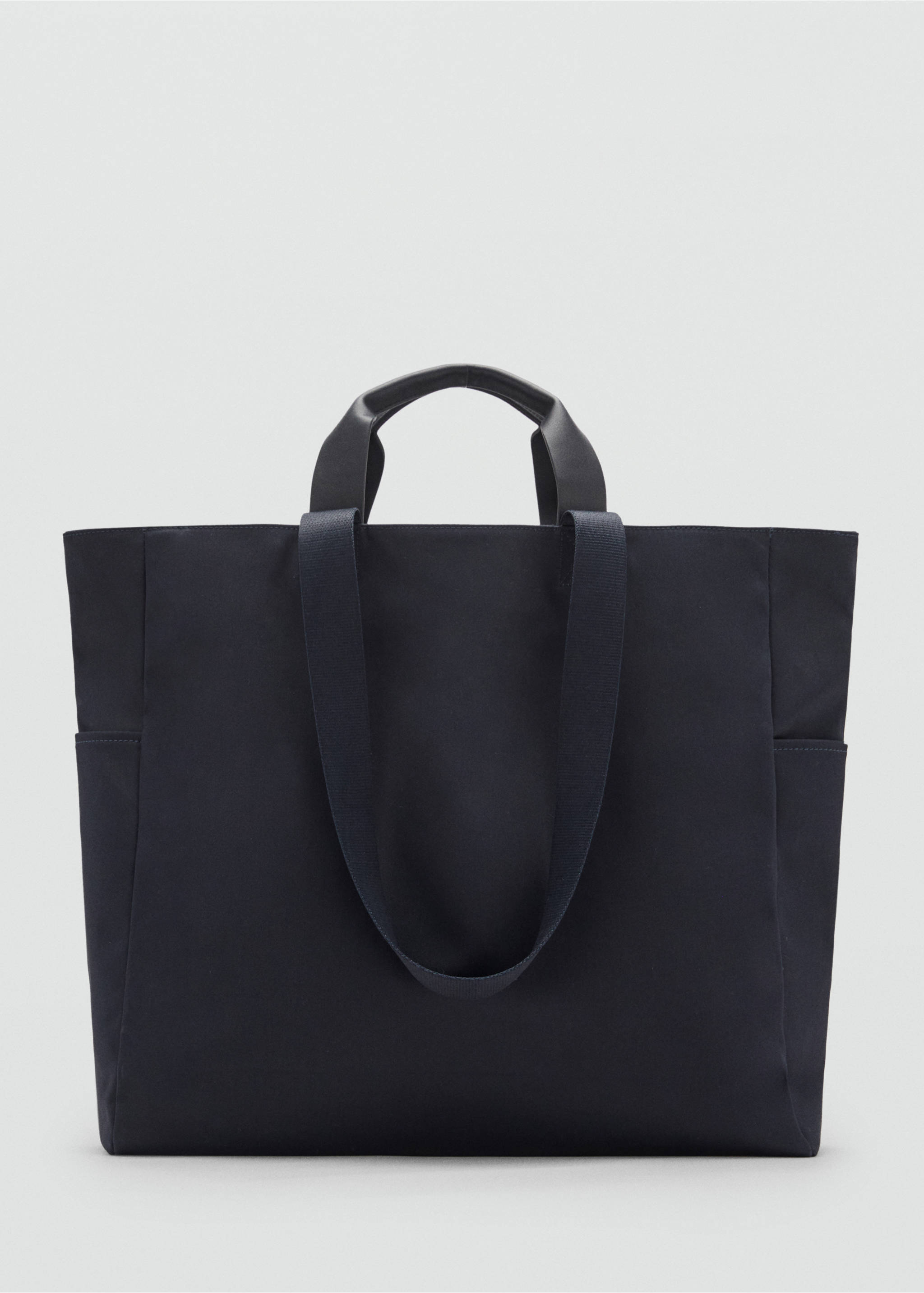 Tote-Bag aus Baumwolle mit Taschen - Artikel ohne Model, Marineblau. Ref: 87094807-00.