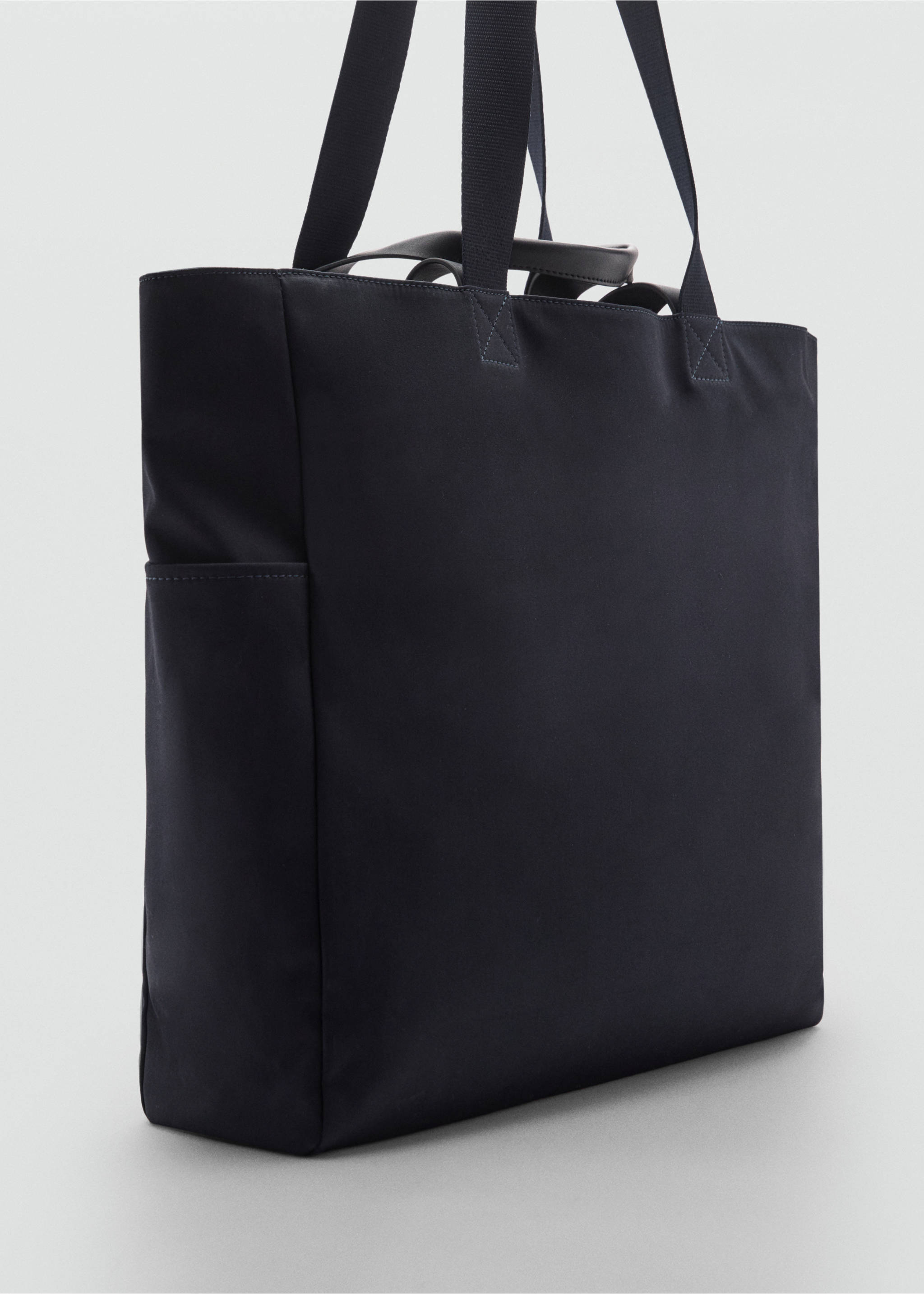 Tote-Bag aus Baumwolle mit Taschen - Mittlere Ansicht, Marineblau. Ref: 87094807-00.