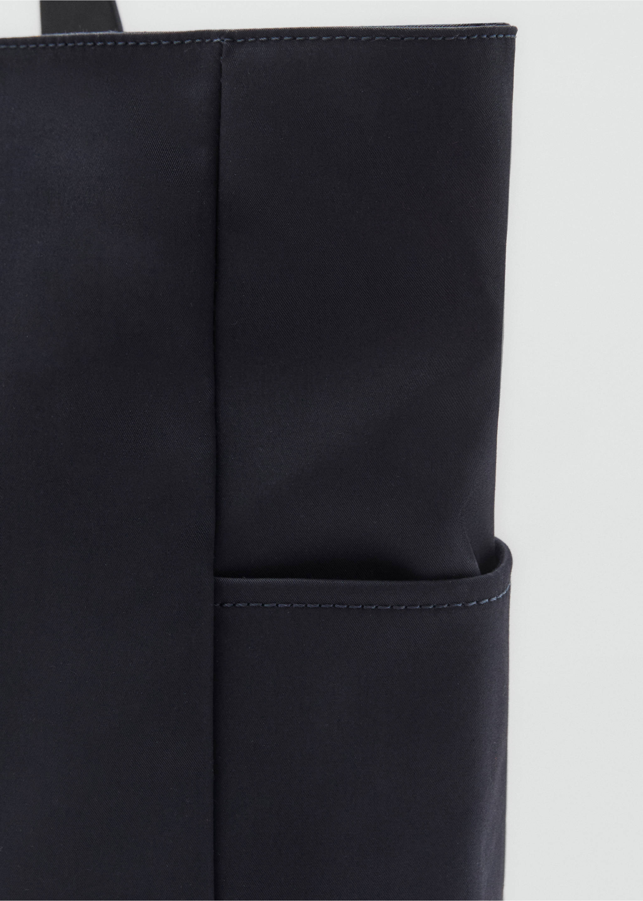 Tote-Bag aus Baumwolle mit Taschen - Detail des Artikels 3, Marineblau. Ref: 87094807-00.