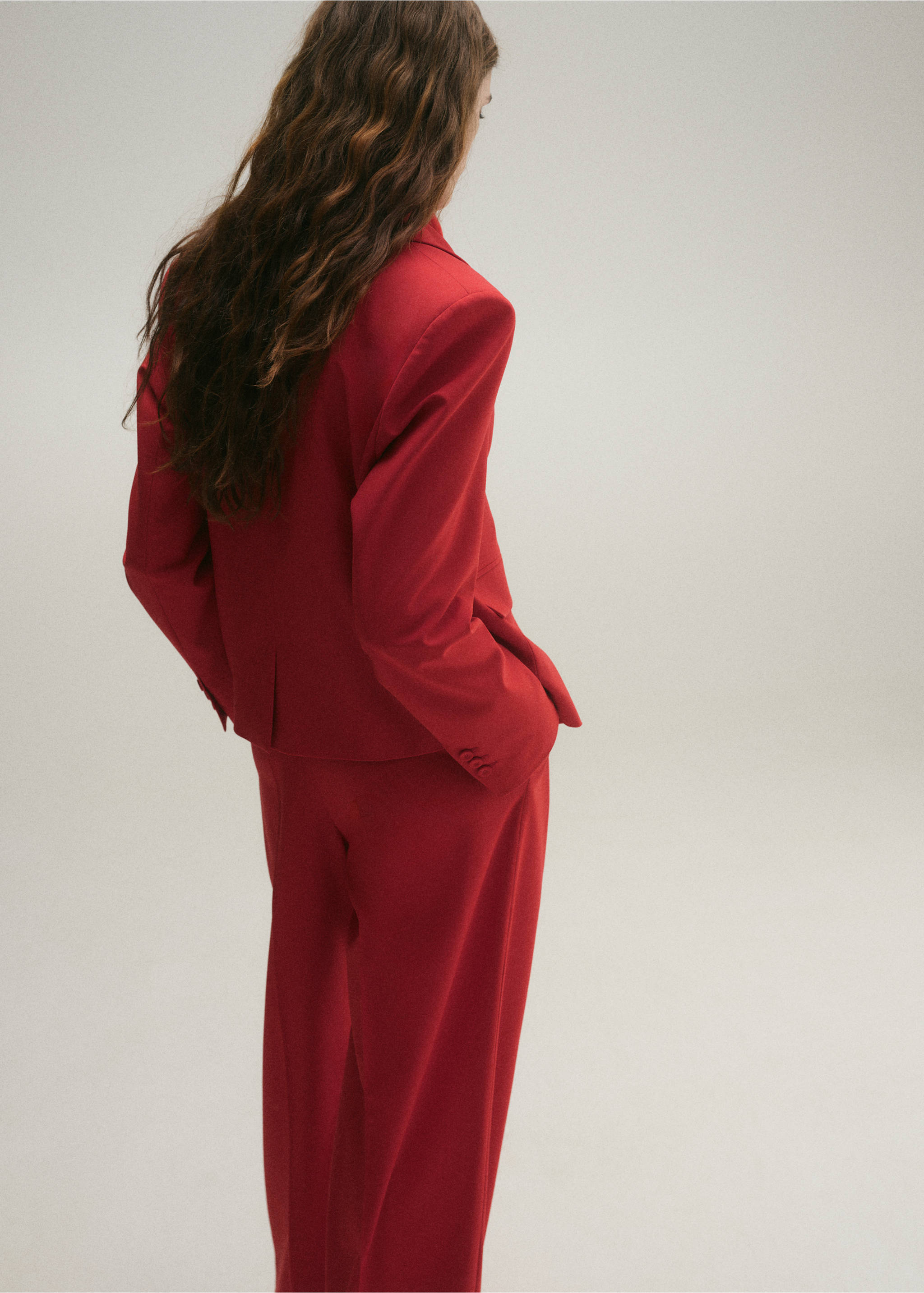 Wool-blend suit blazer - Details of the article 1, Red. Ref: 87094811-00.