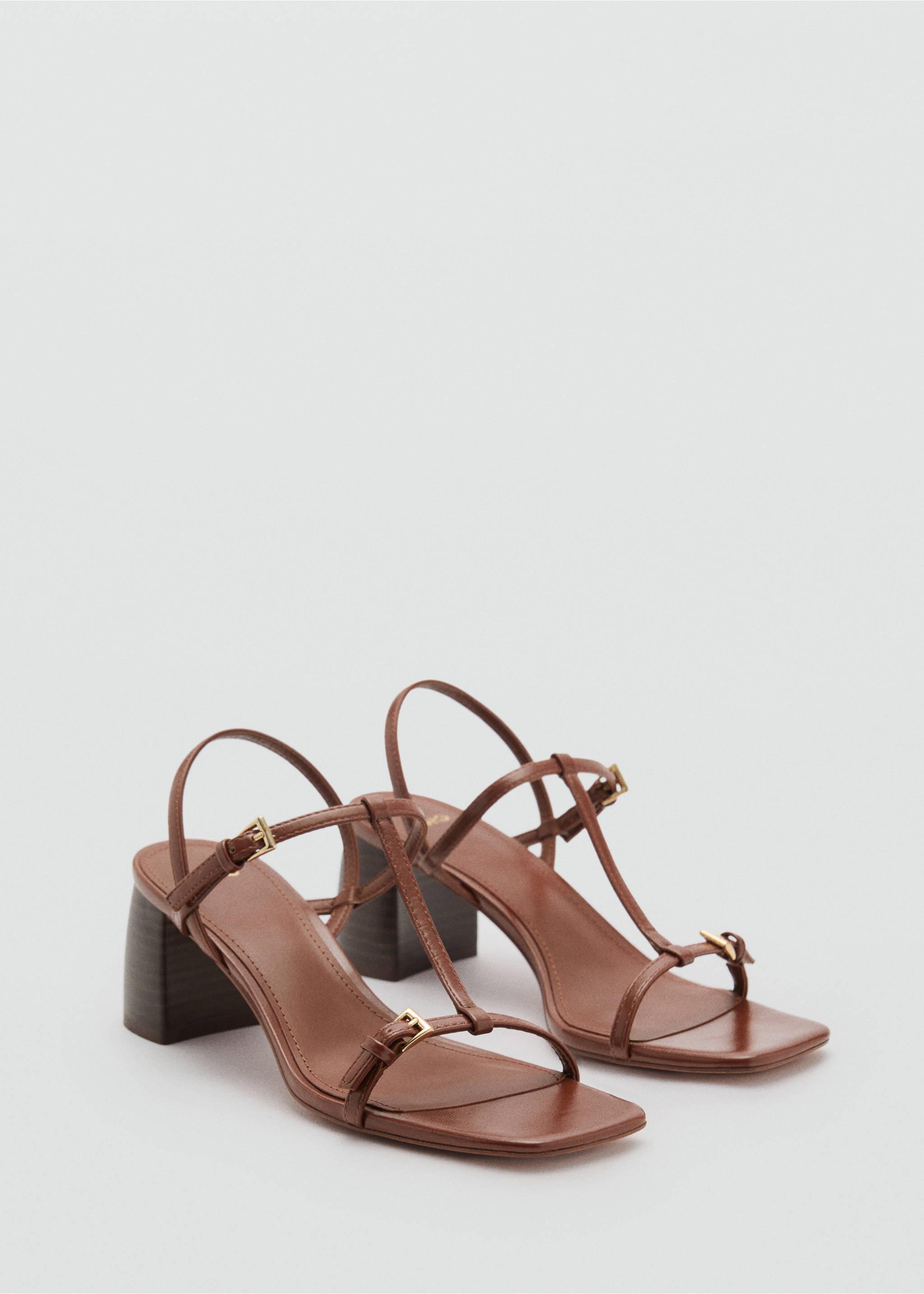 Sandales talon à brides boucle - Plan moyen, Marron moyen. Ref: 87095138-00.