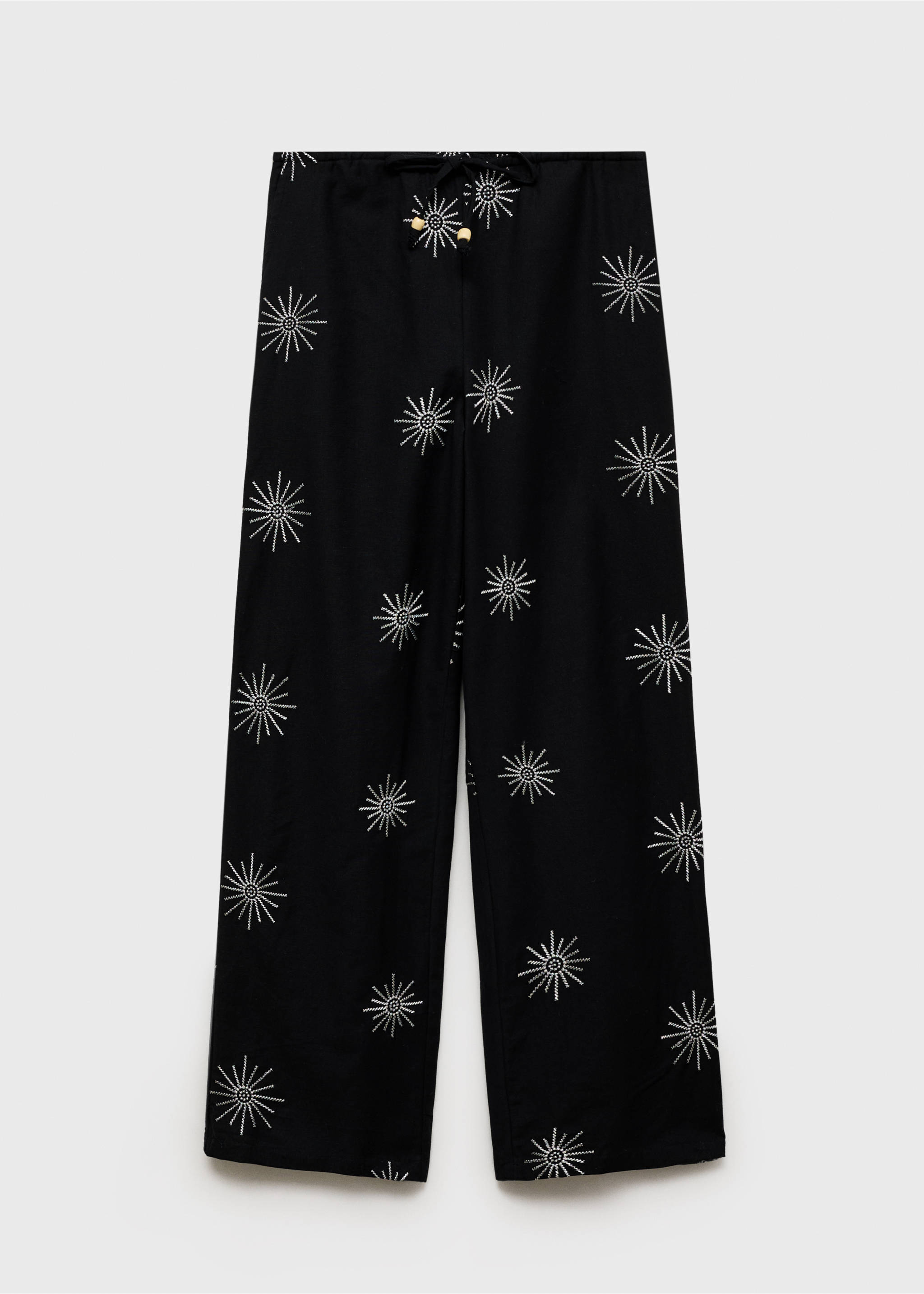 Long trousers with embroidered details - Article without model, Black. Ref: 87095725-00.