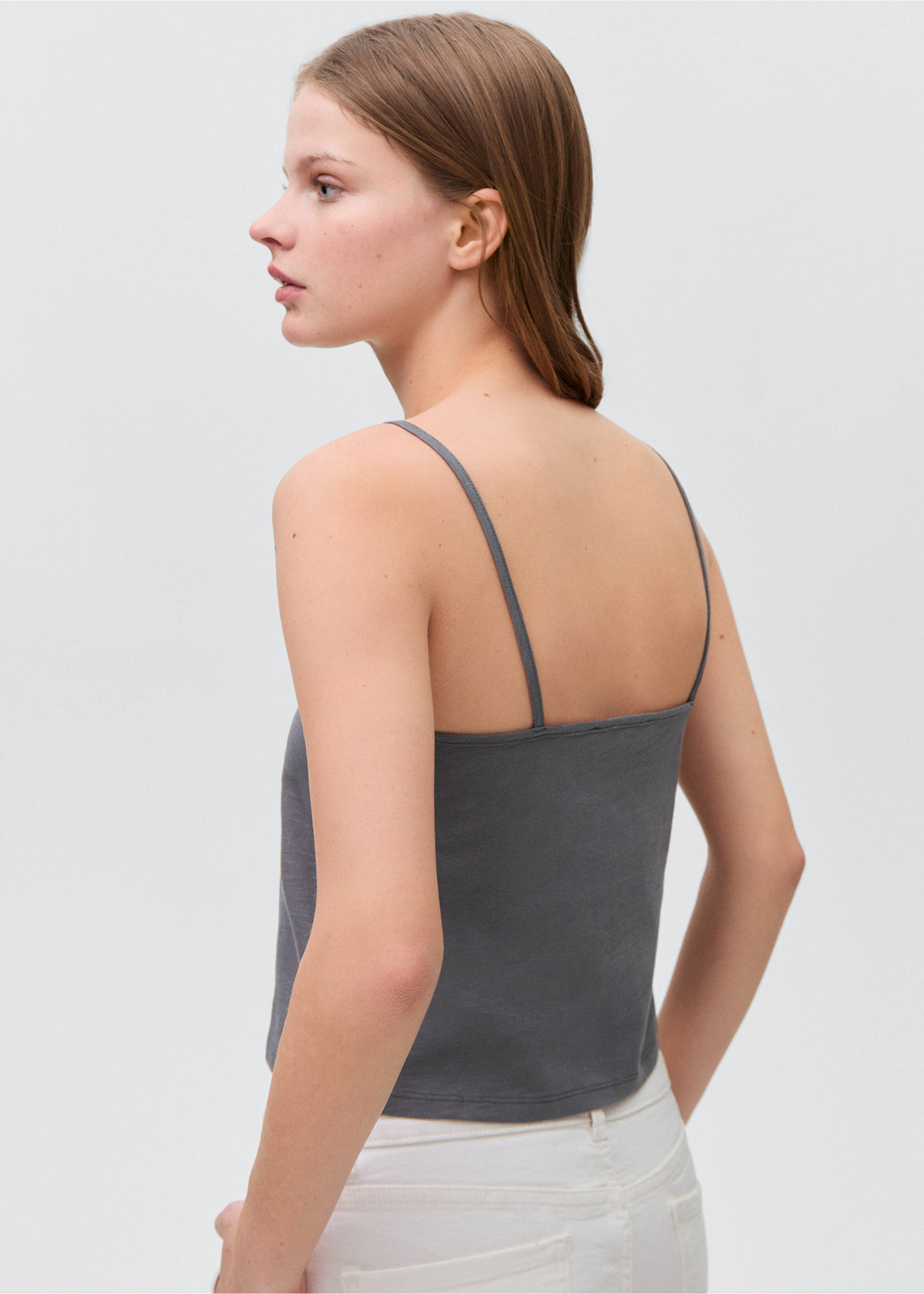 Pleat detailed top - Reverse of the article, Charcoal. Ref: 87095726-00.
