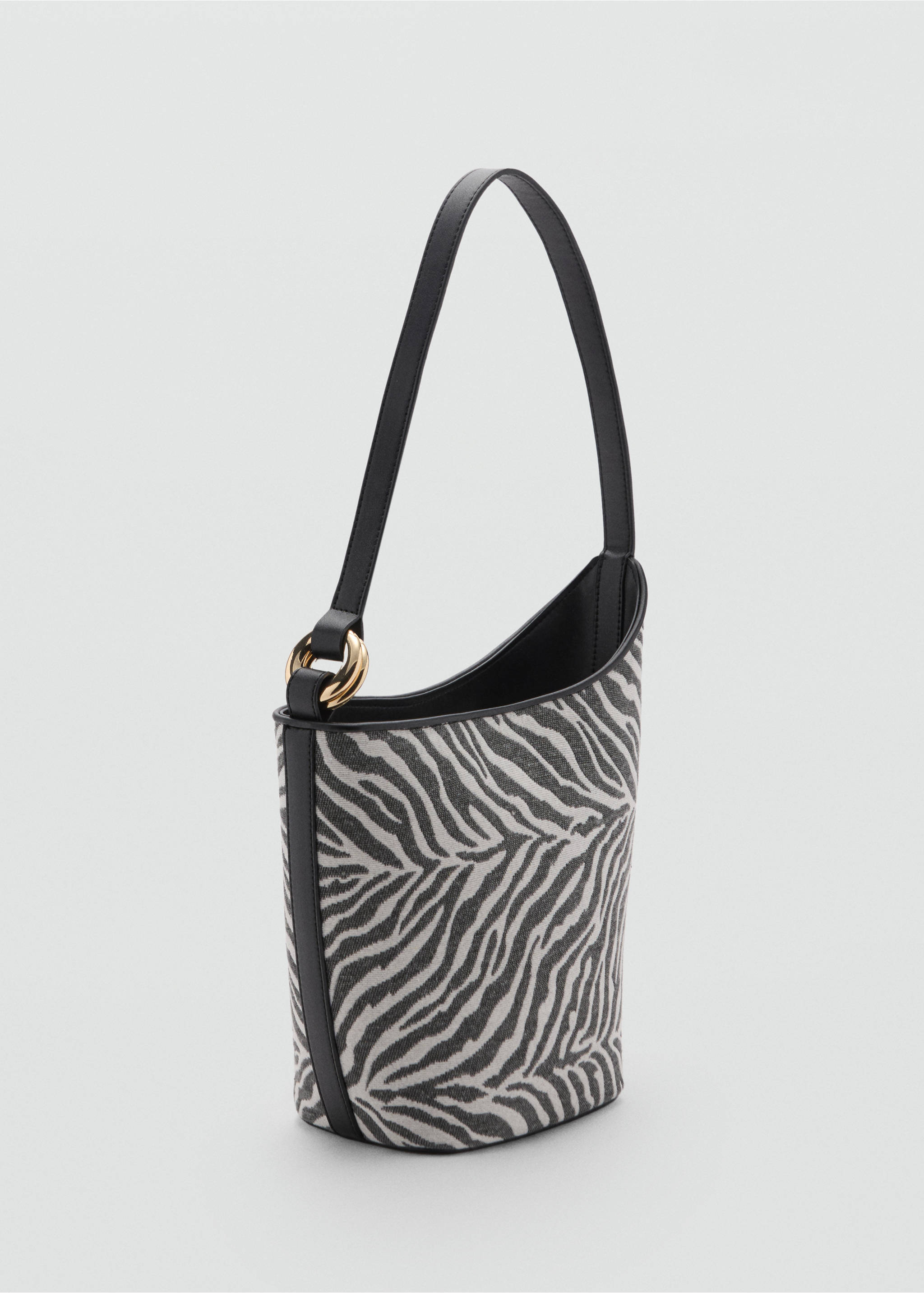 Large zebra-print bucket bag - Medium plane, Black. Ref: 87095732-00.