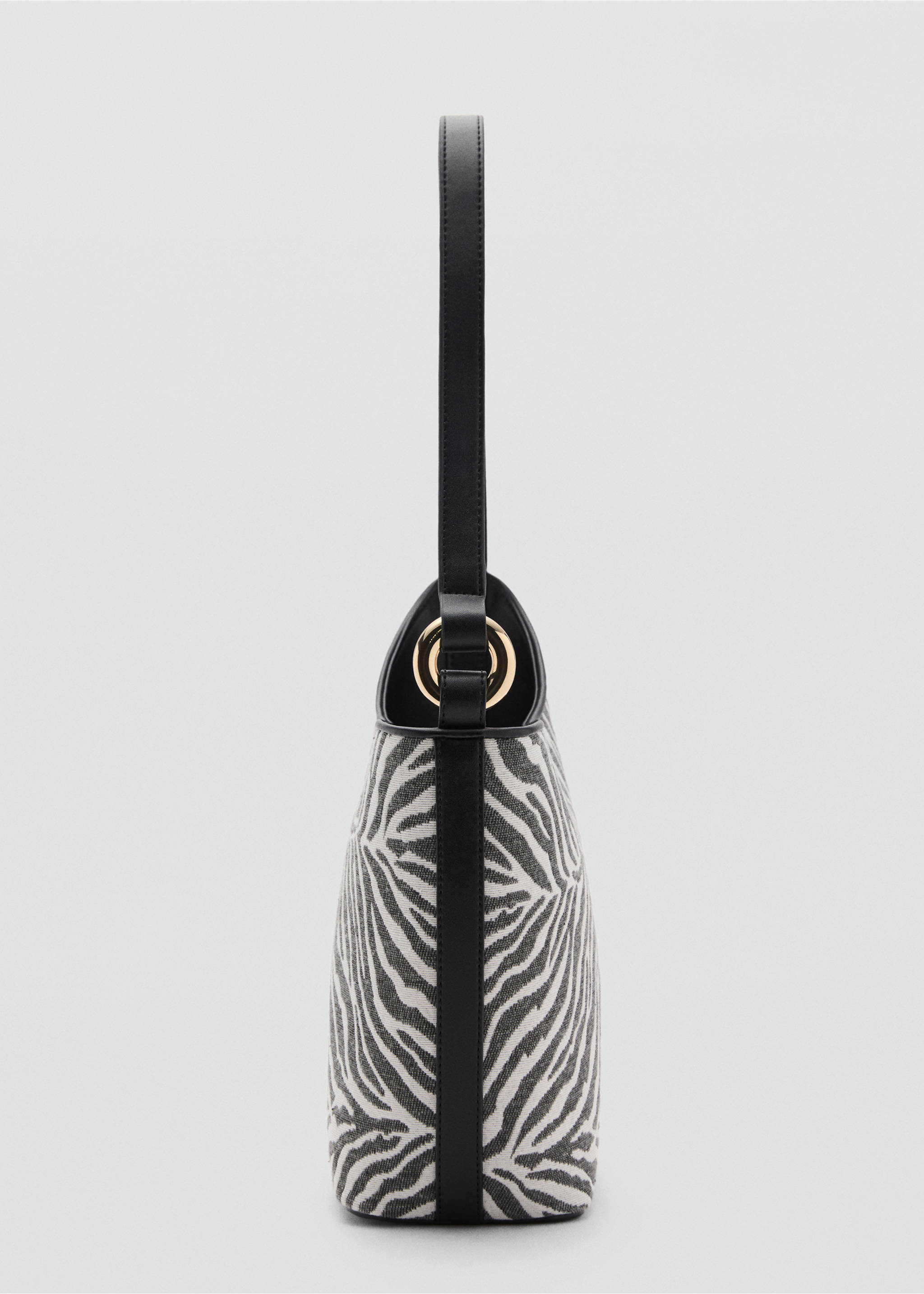 Large zebra-print bucket bag - Details of the article 1, Black. Ref: 87095732-00.