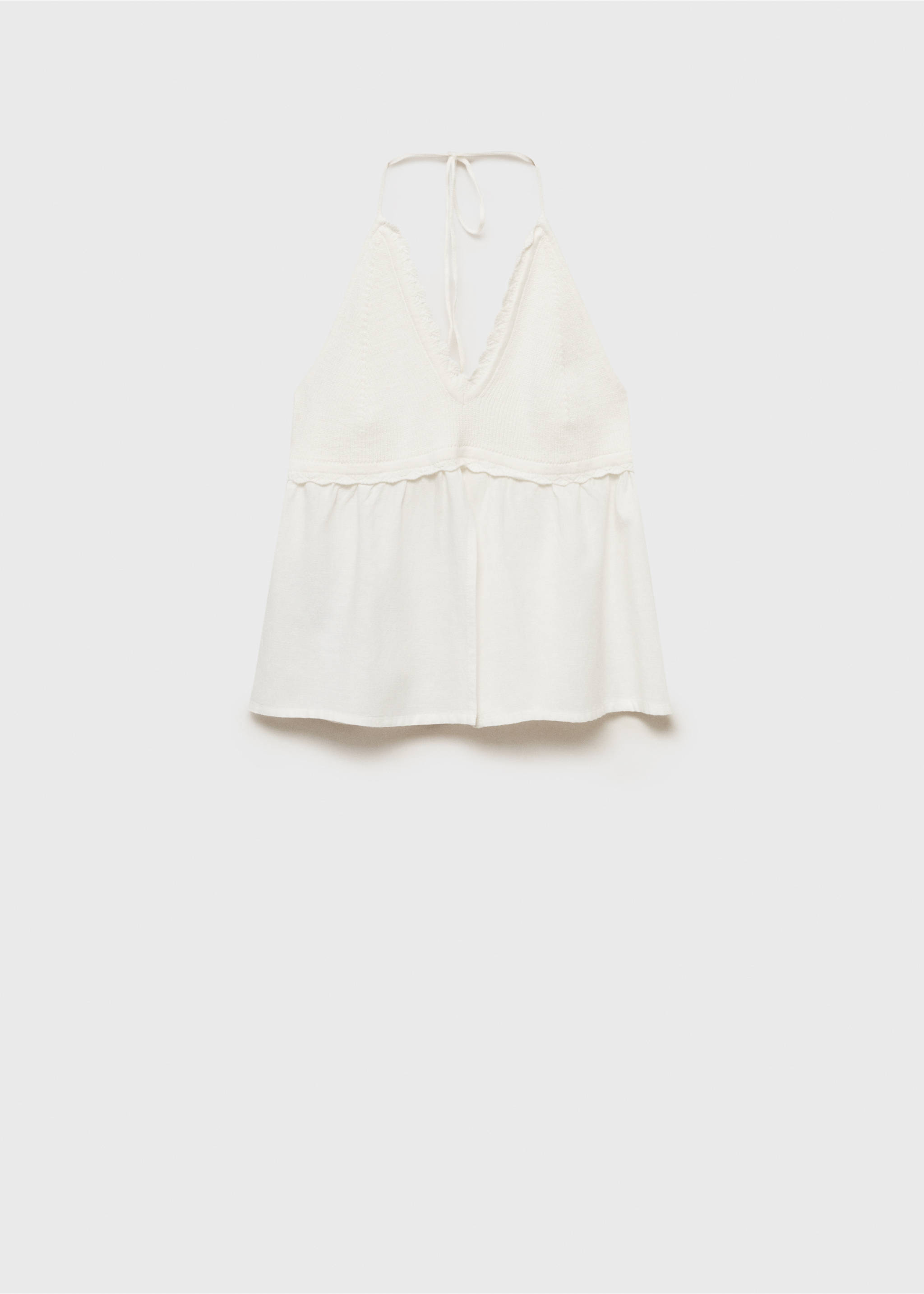 Dzianinowy top z rozcięciem - Artykuł bez modela/modelki, Złamana biel. Ref: 87095733-00.