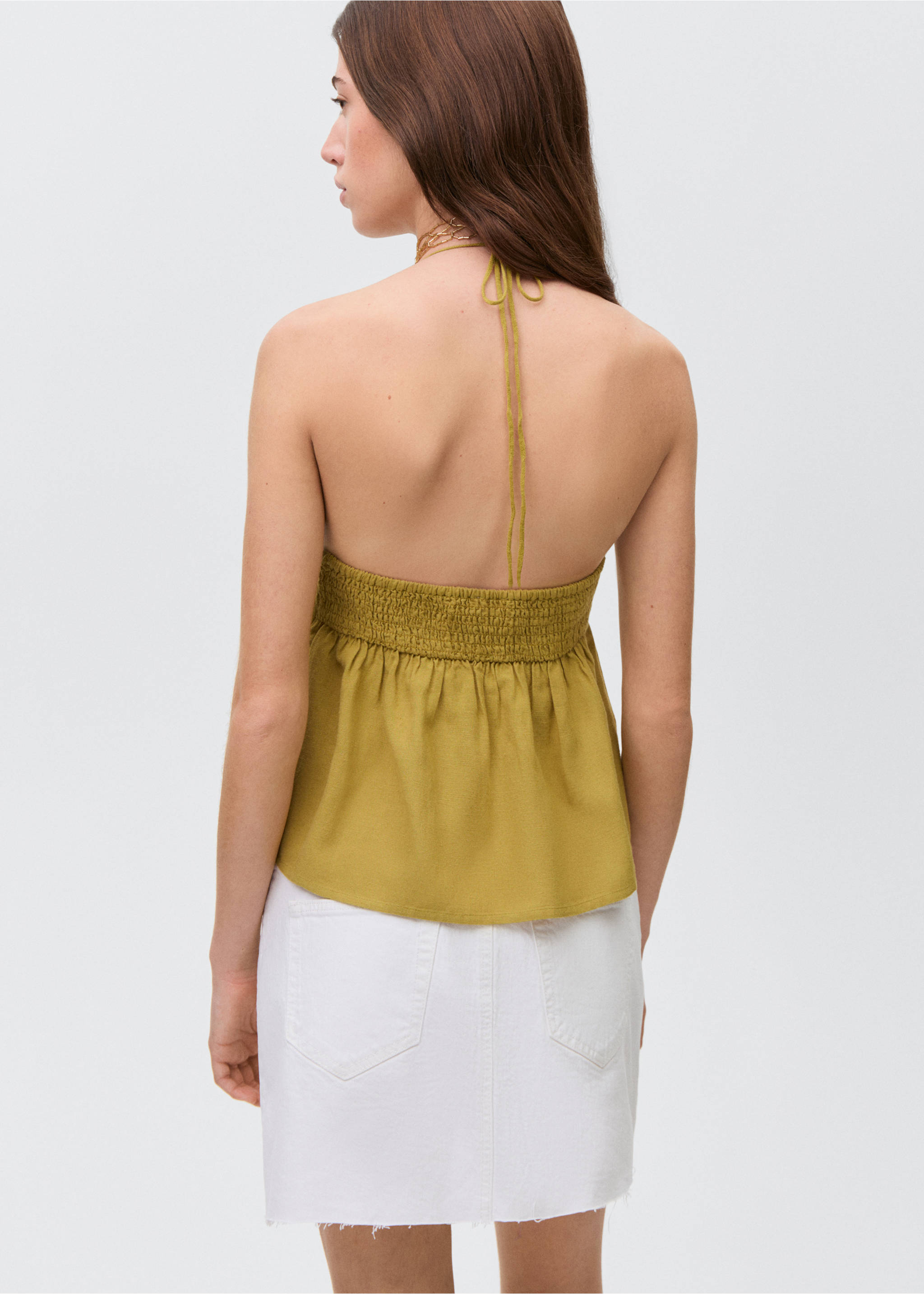 Top maille ouverture - Verso de l’article, Olive. Ref: 87095733-00.