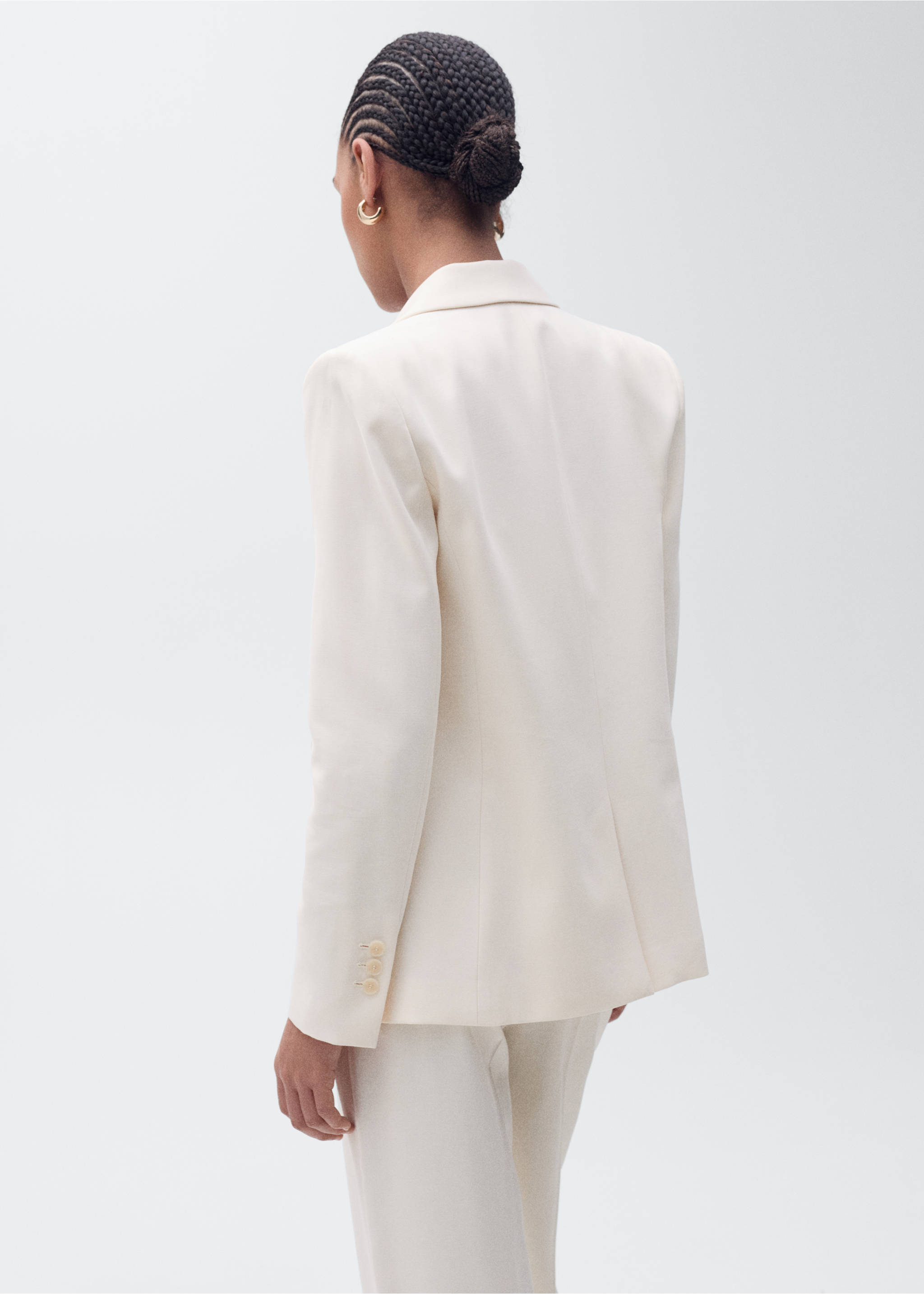 Straight-fit suit blazer - Reverse of the article, Ecru. Ref: 87095735-00.