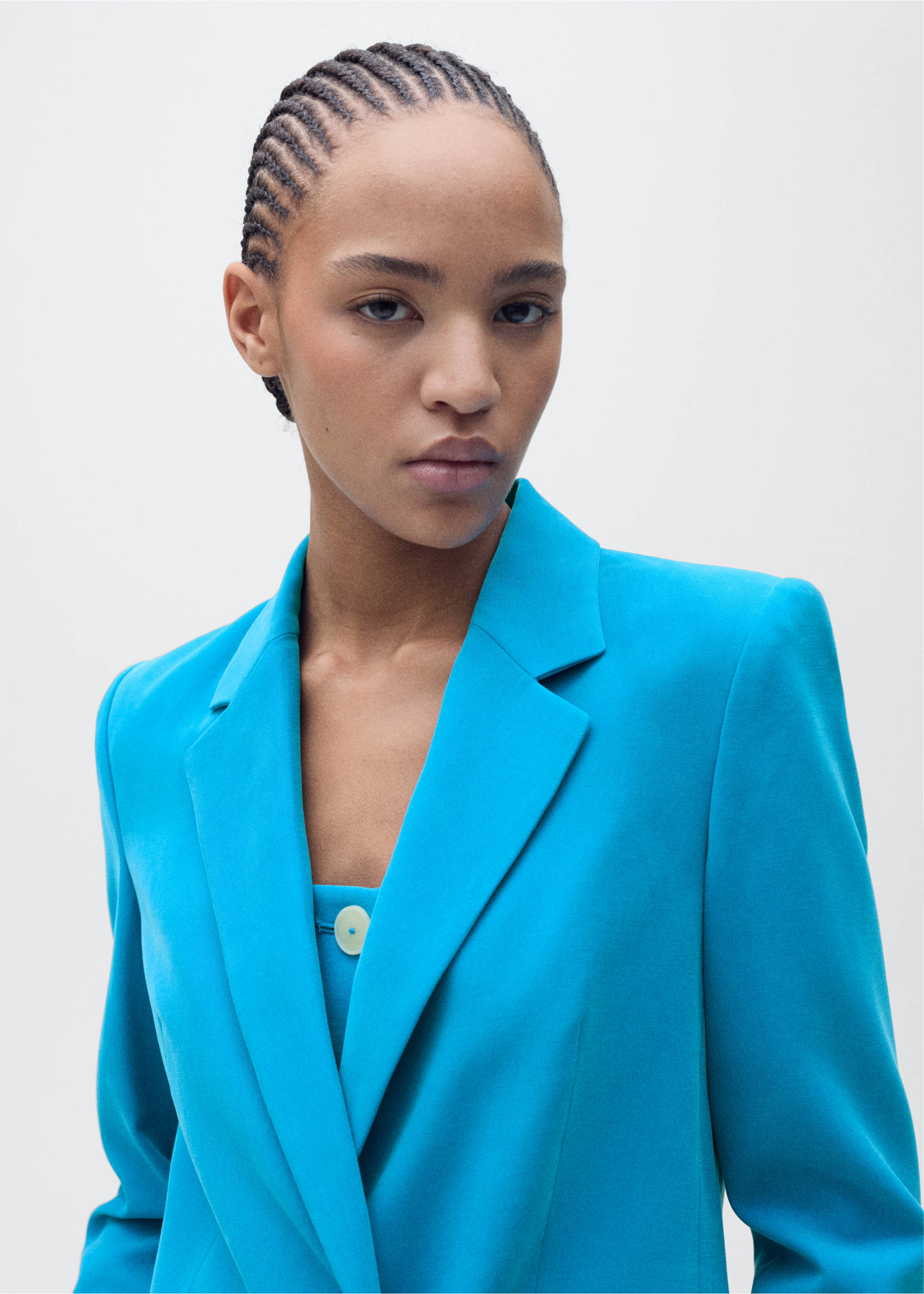 Straight-fit suit blazer - Details of the article 1, Blue. Ref: 87095735-00.