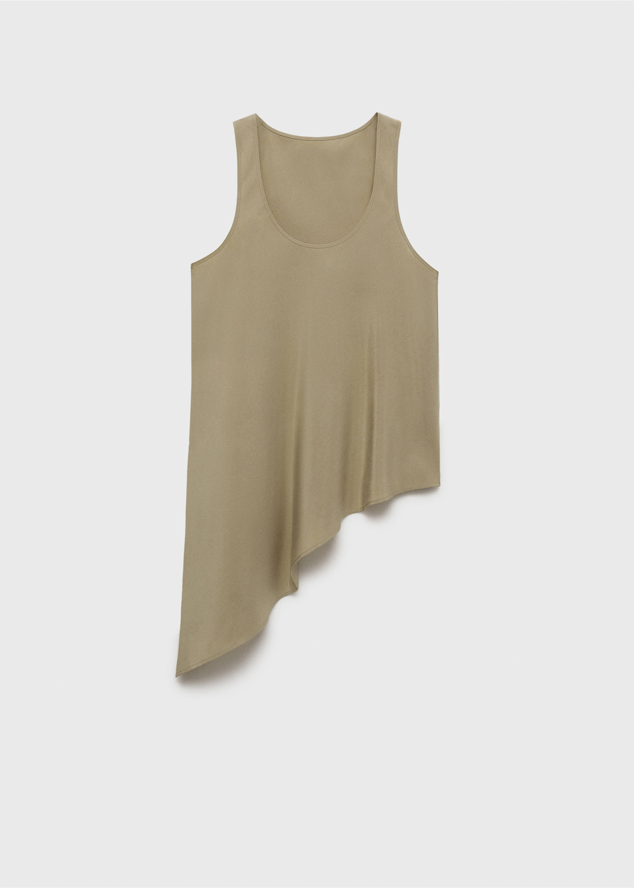 Asymmetrical lyocell top - Article without model, Khaki. Ref: 87095739-00.