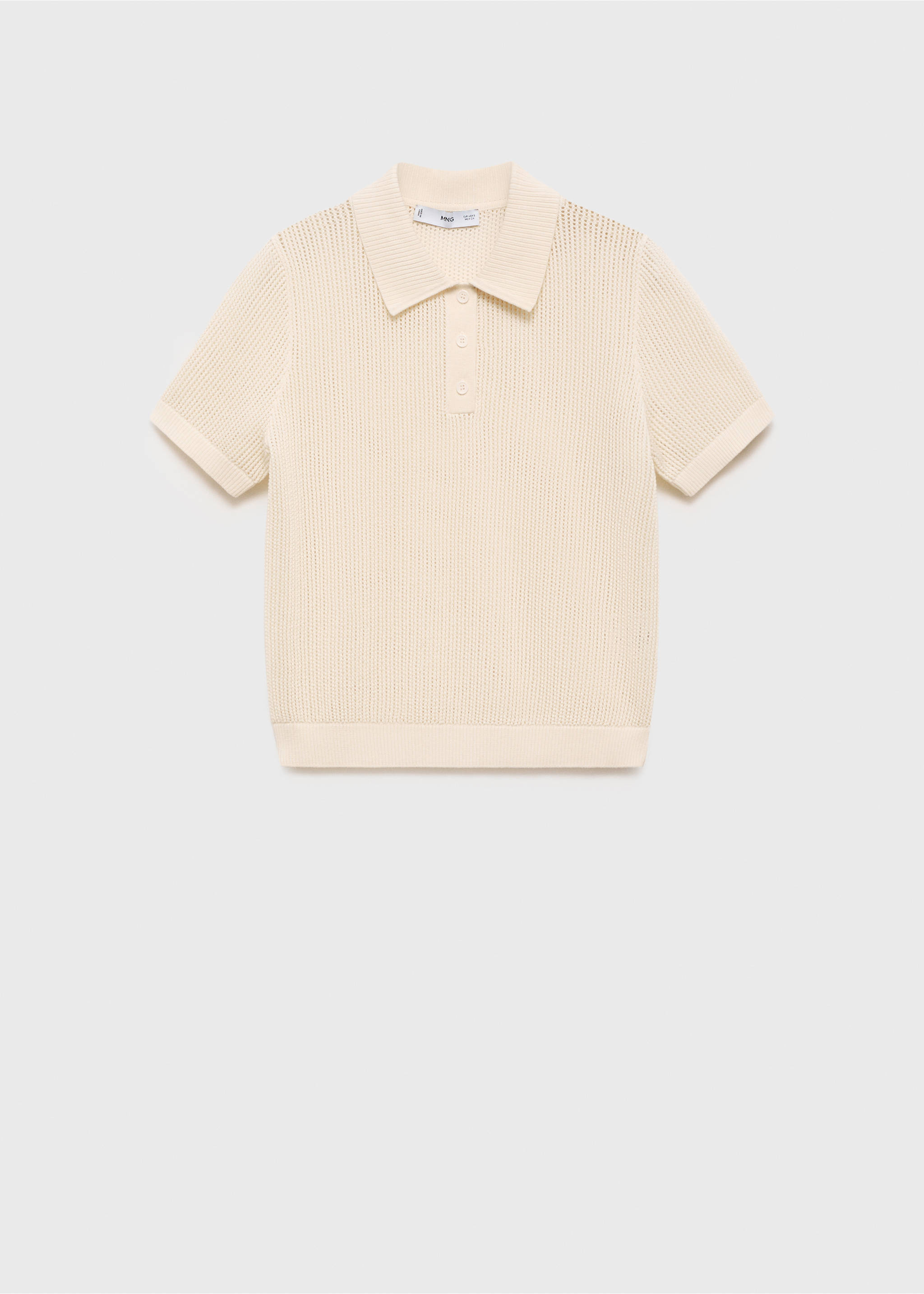 Sweter z ażurowej dzianiny z kołnierzykiem polo - Artykuł bez modela/modelki, Kremowy / écru. Ref: 87095745-00.