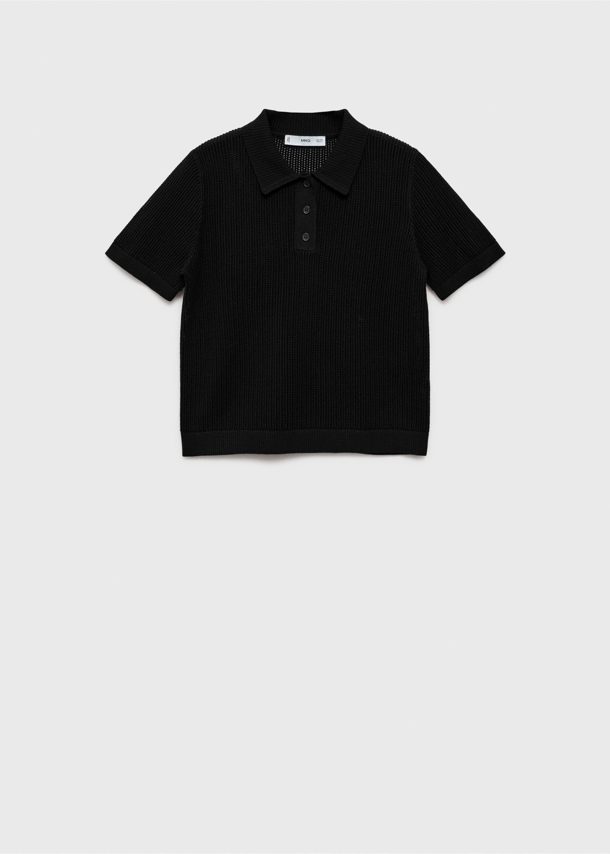 Openwork knitted polo-neck sweater - Article without model, Black. Ref: 87095745-00.