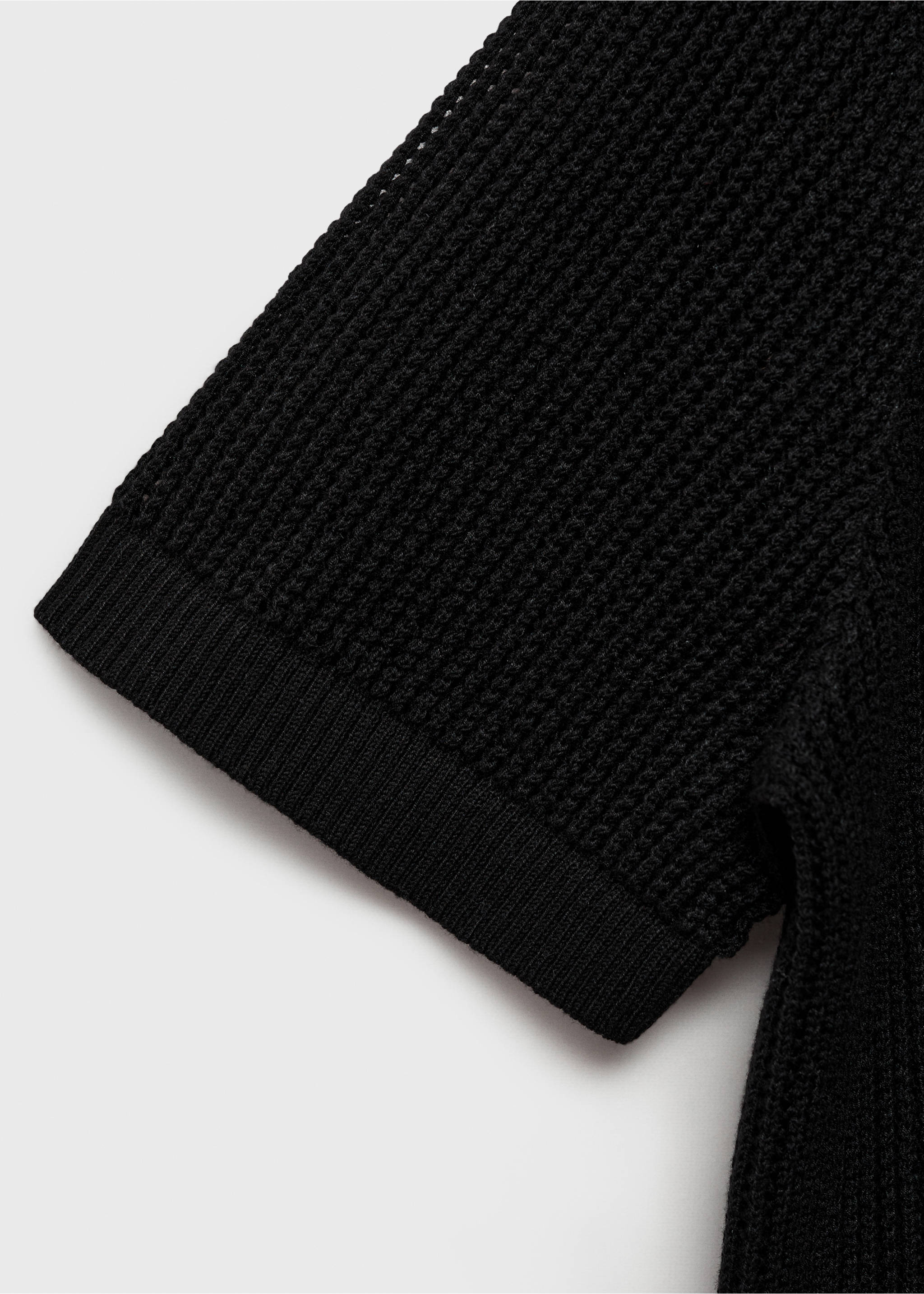 Openwork knitted polo-neck sweater - Details of the article 0, Black. Ref: 87095745-00.