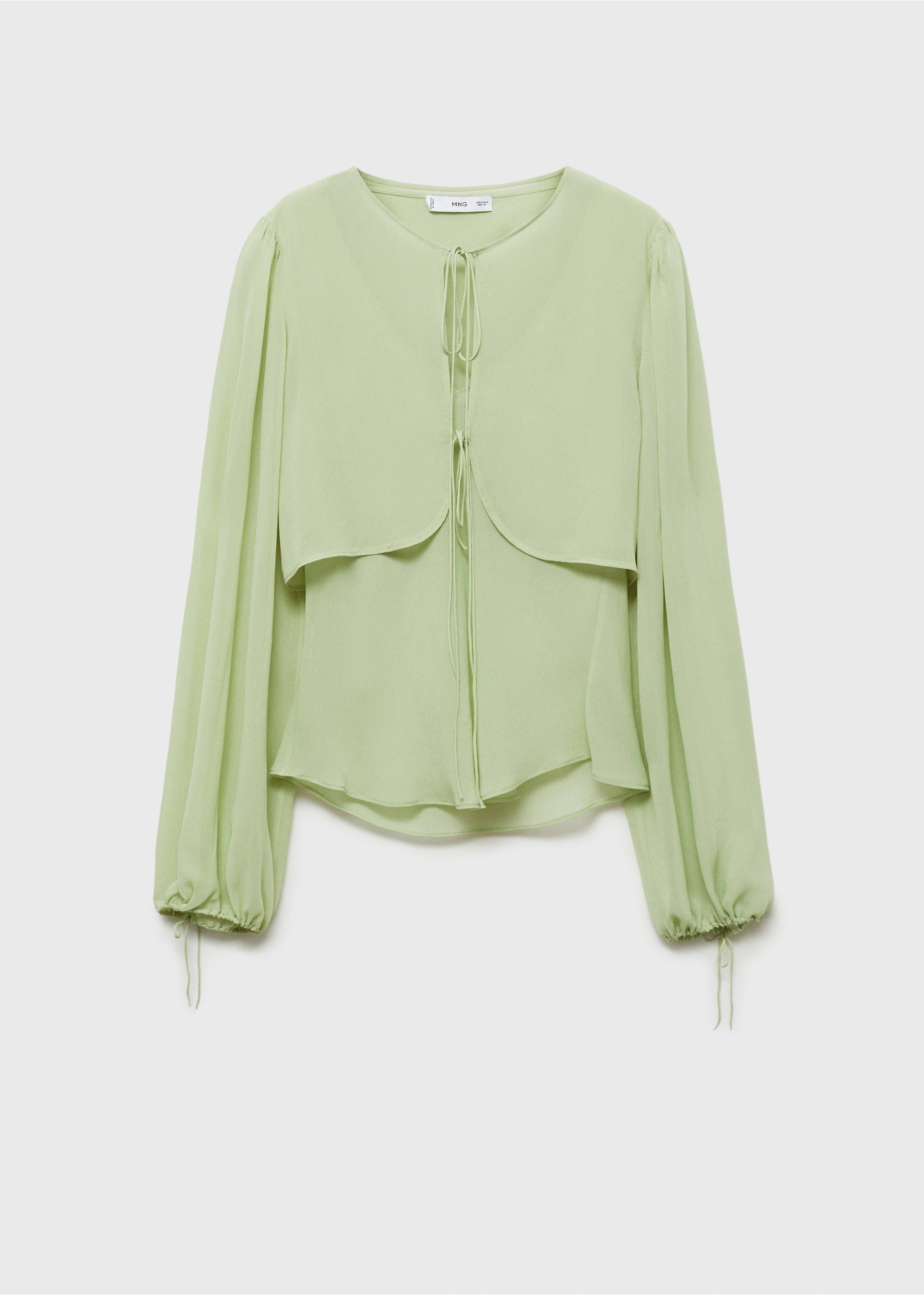 Gecombineerde blouse met strikdetail - Artikel zonder model, Groen. Ref: 87095746-00.