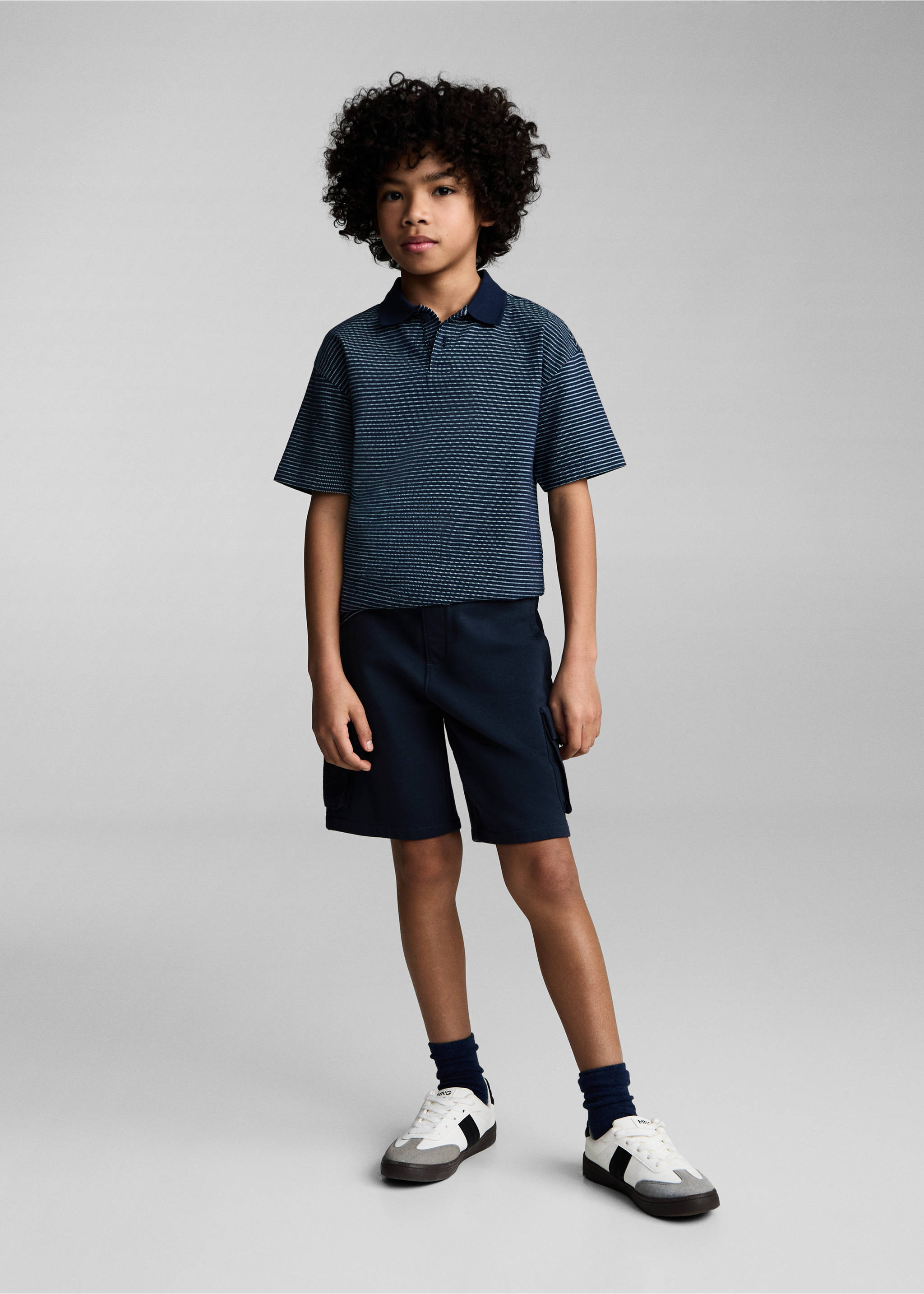 Drawstring cargo Bermuda shorts - General plane, Dark Navy. Ref: 87095754-00.