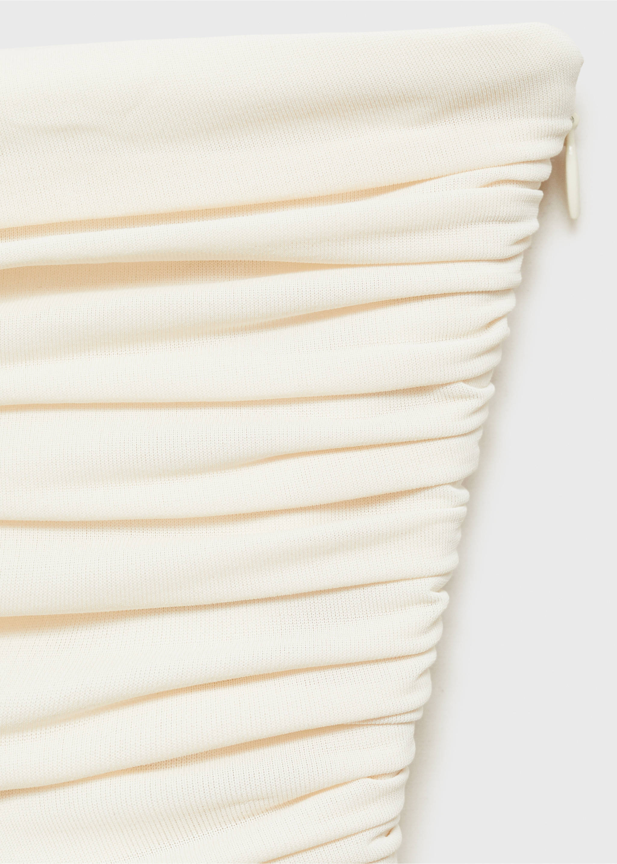 Draped-body balloon skirt dress - Details of the article 8, Ecru. Ref: 87095757-00.