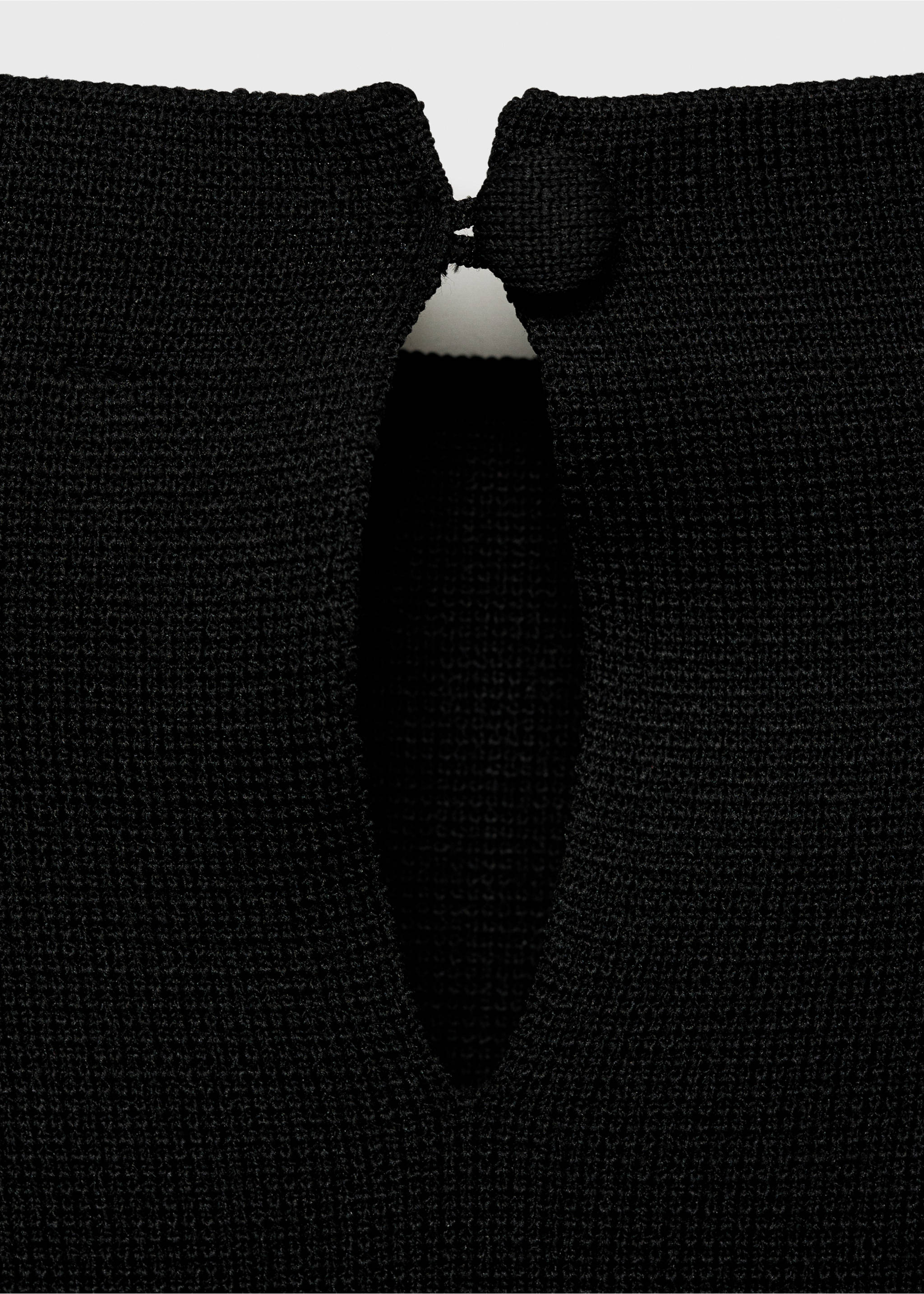 Peplum dress with perkins collar - Details of the article 8, Black. Ref: 87095762-00.
