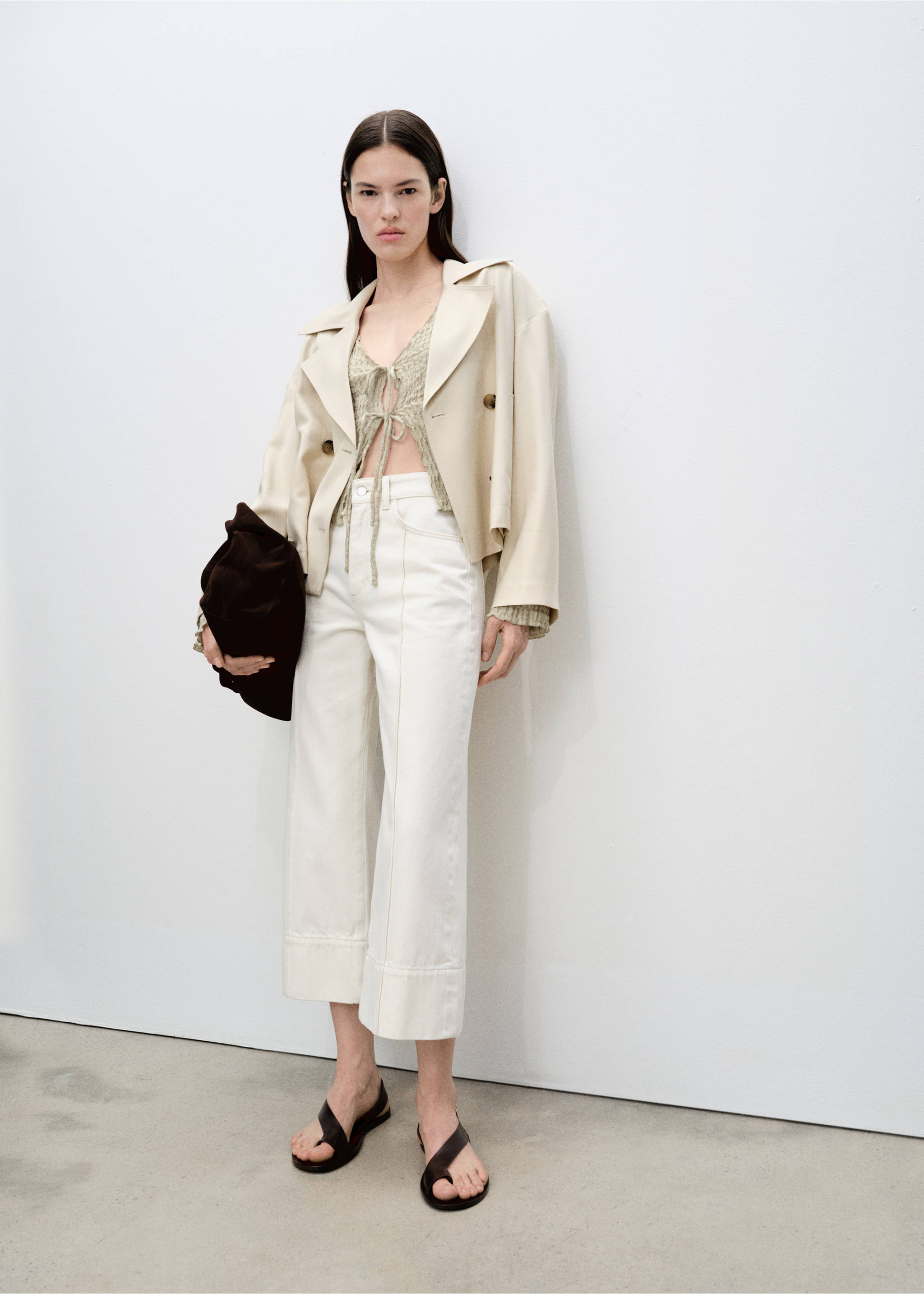 Cardigan coton texture nœuds - Plan général, Gris clair/pastel. Ref: 87095764-00.