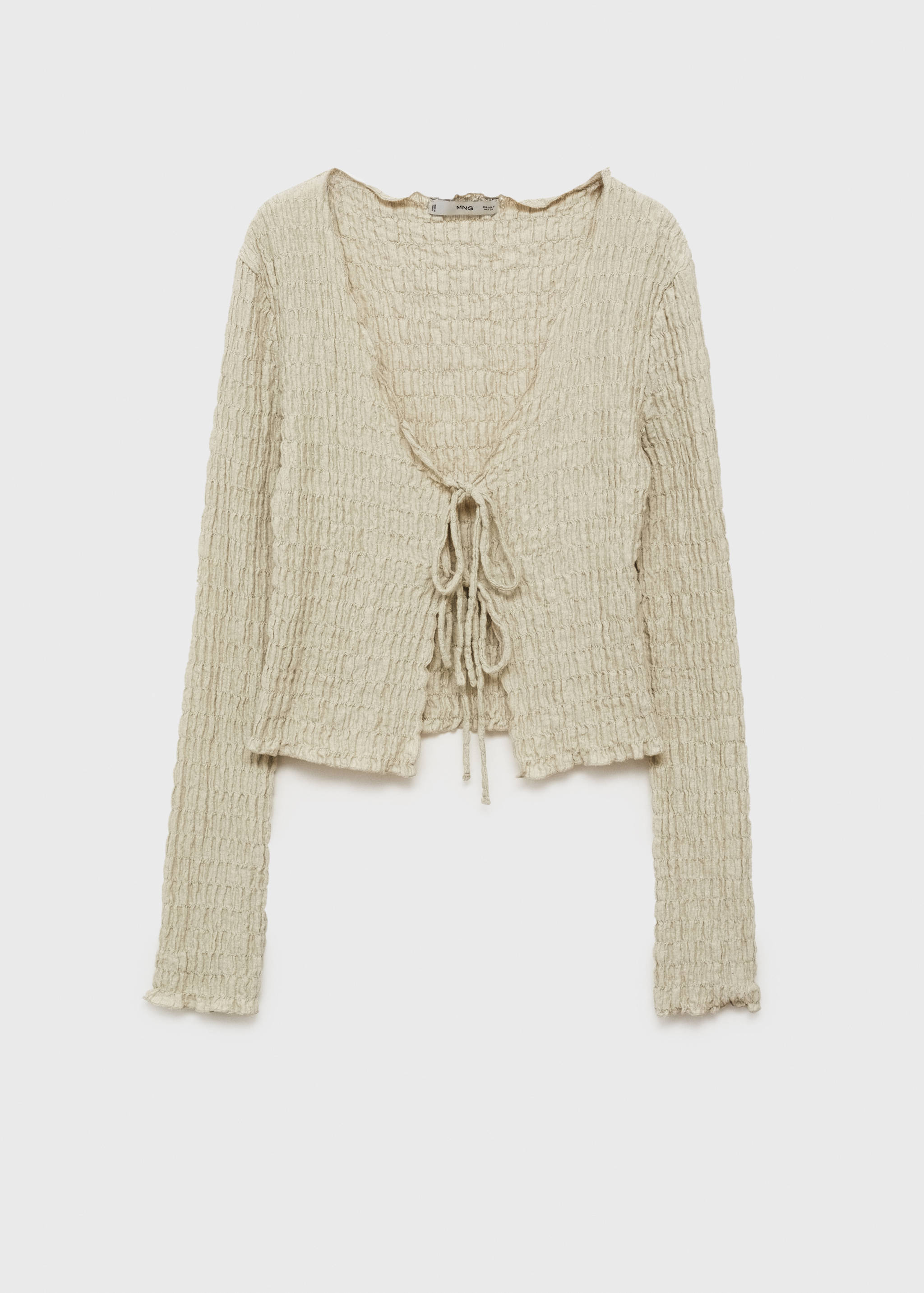 Cotton textured cardigan with bows - Article without model