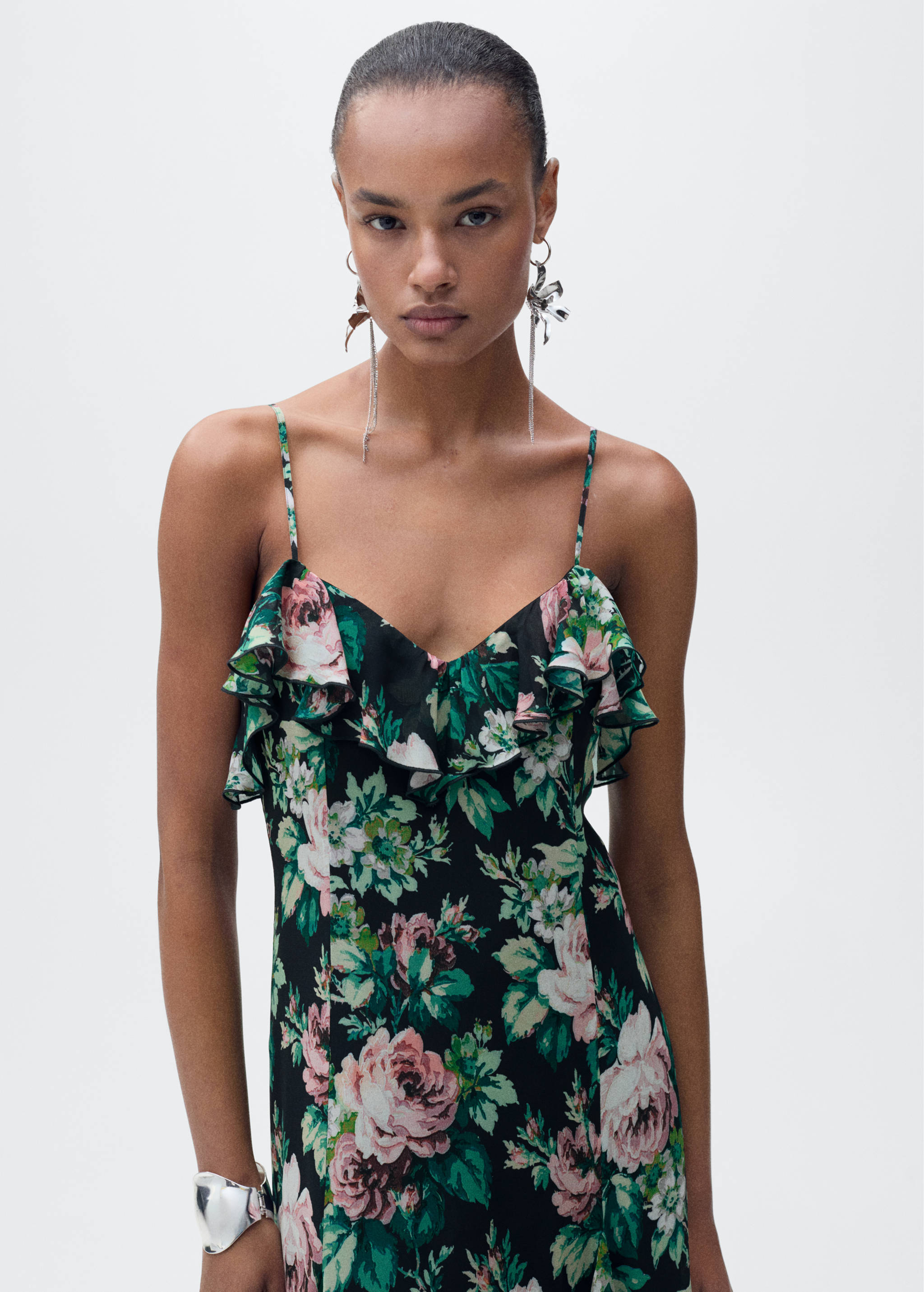 Ruffled floral print dress - Medium plane