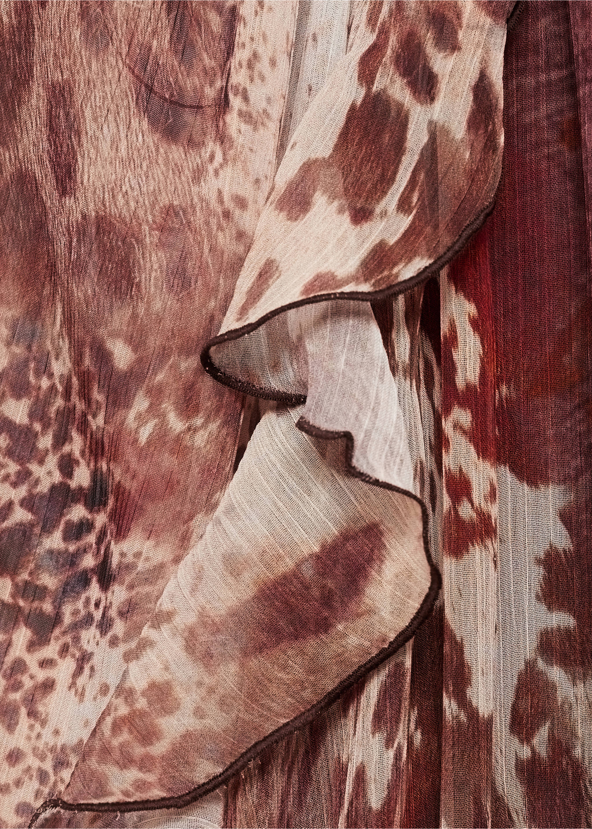 Kort mönstrad volangklänning - Detaljer om artikeln 8, Brun. Ref: 87095767-00.