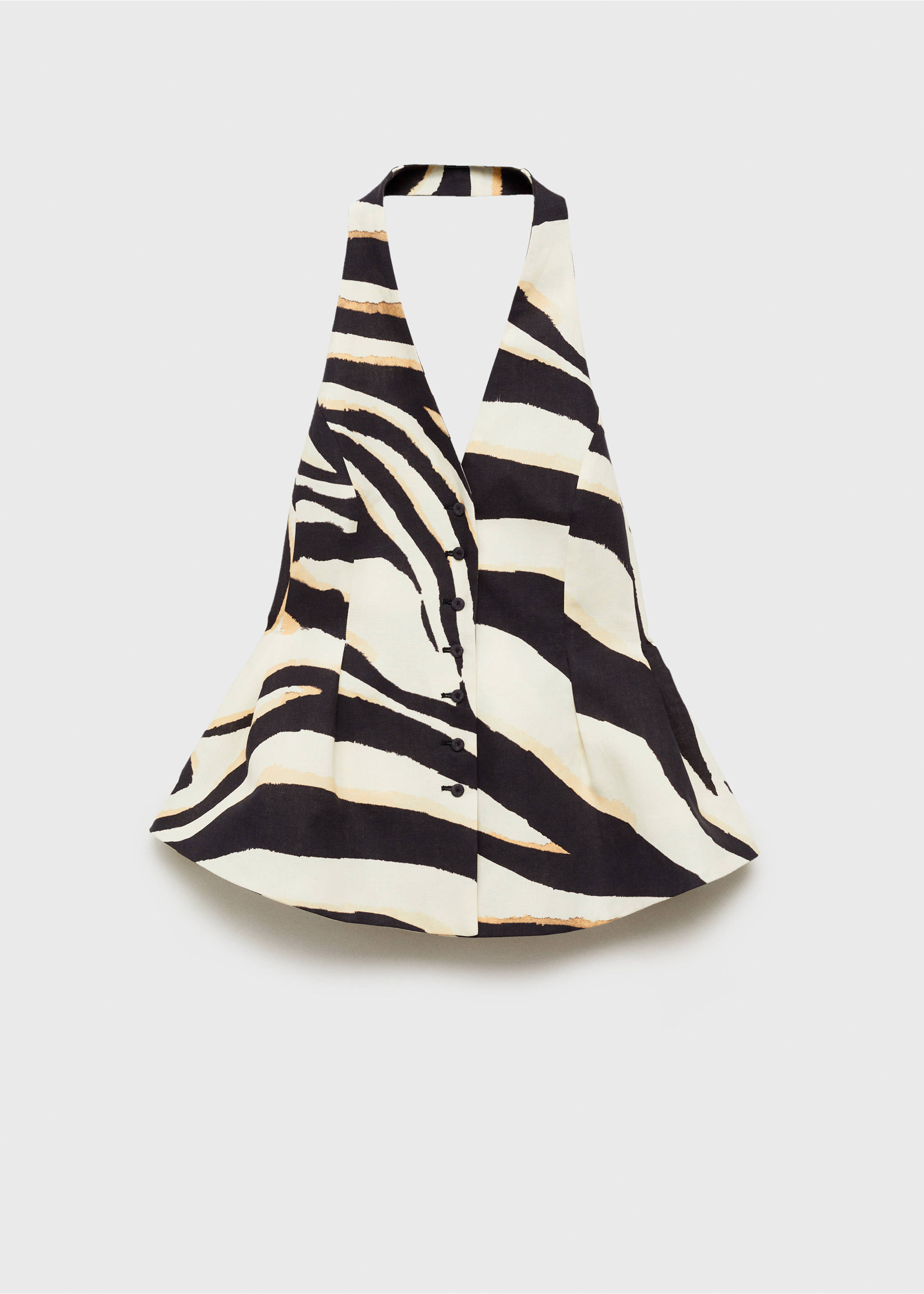 Linen zebra-print halter vest - Article without model, Beige. Ref: 87095768-00.