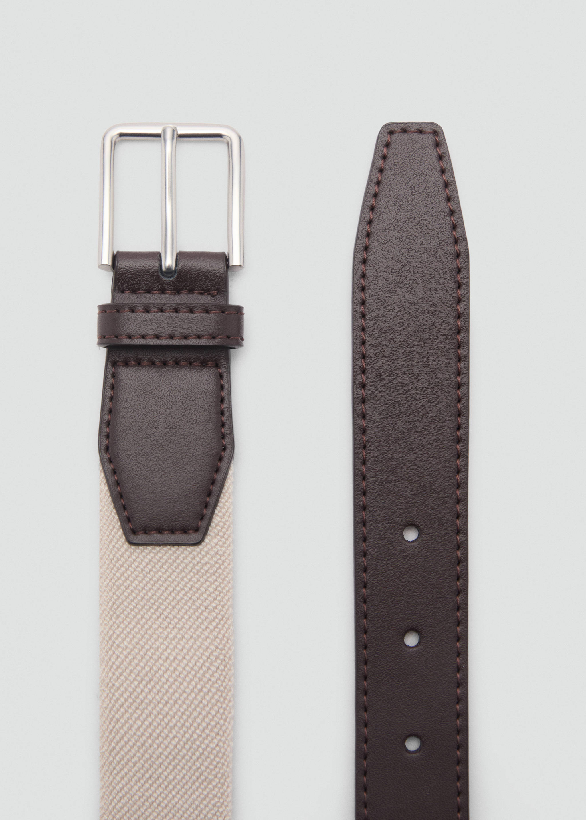Leather-appliqué elastic belt - Medium plane