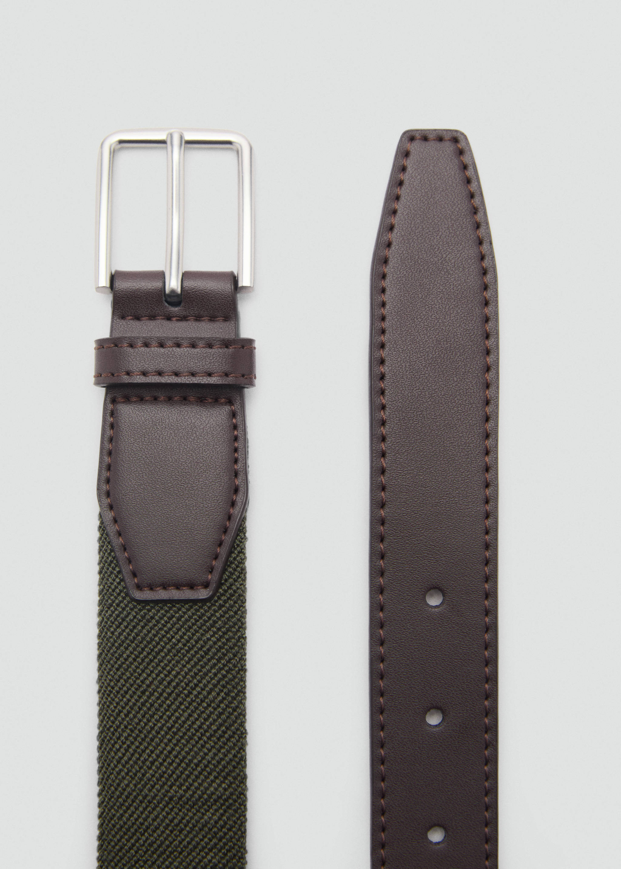 Leather-appliqué elastic belt - Medium plane