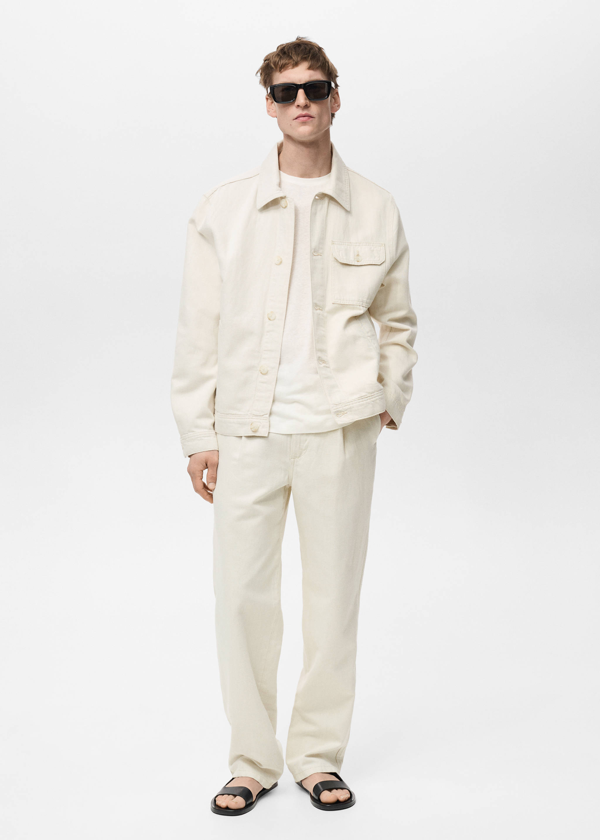 Linen-blend jacket with pockets - General plane