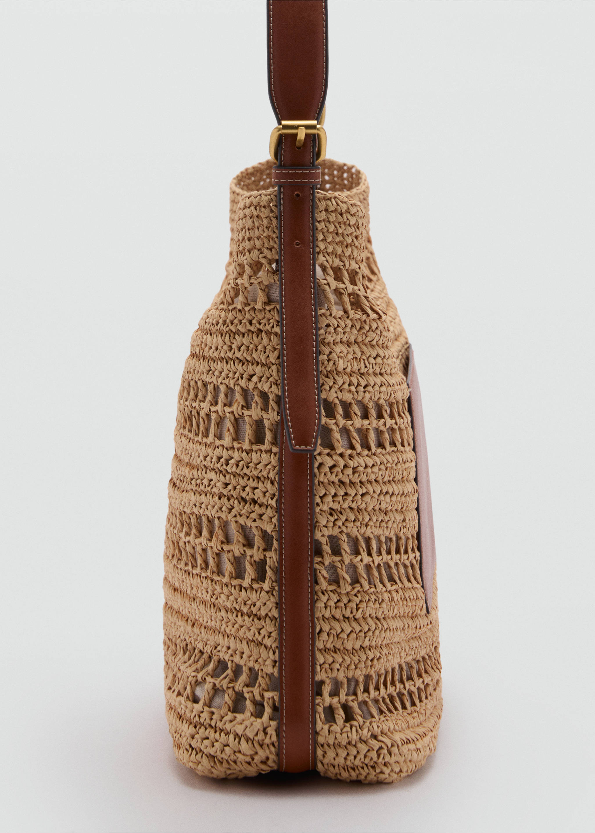 Natural fibre shoulder bag - Details of the article 1, Leather. Ref: 87095918-00.