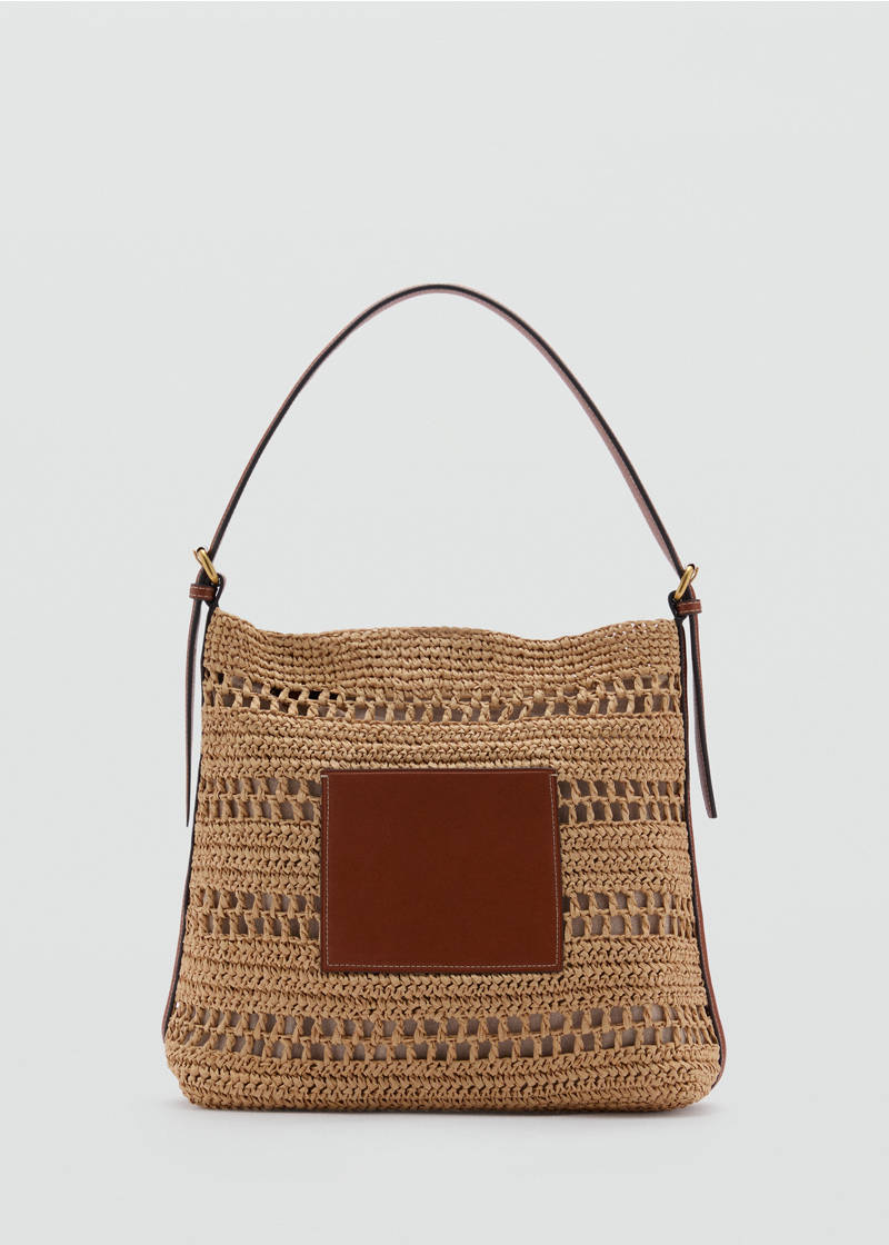 Natural fibre shoulder bag - Leather