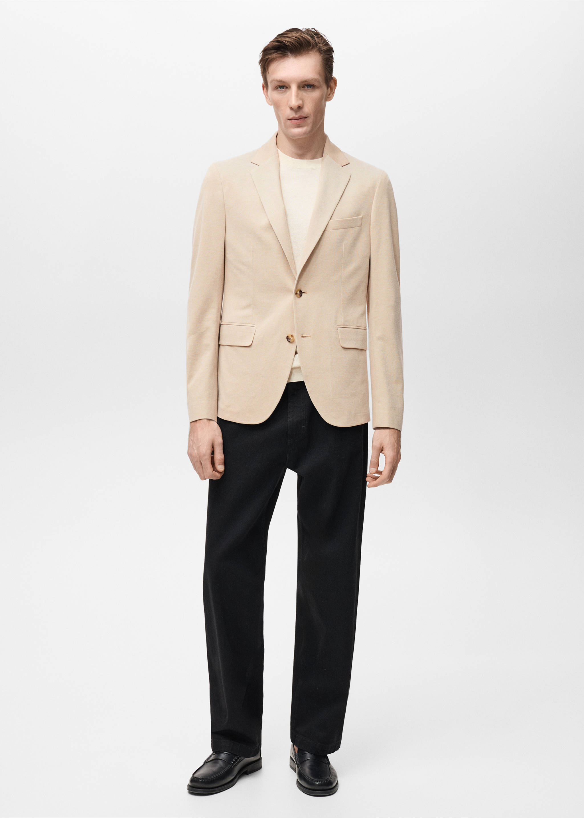 Americana Verner slim fit cotó - Pla general, Beige. Ref: 87095919-00.