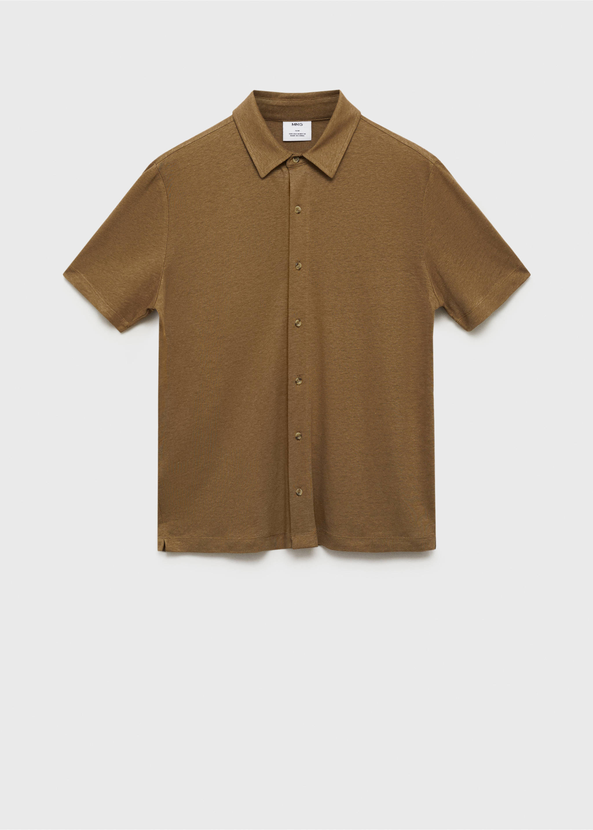 Regular-fit linen shirt - Article without model, Khaki. Ref: 87095922-00.