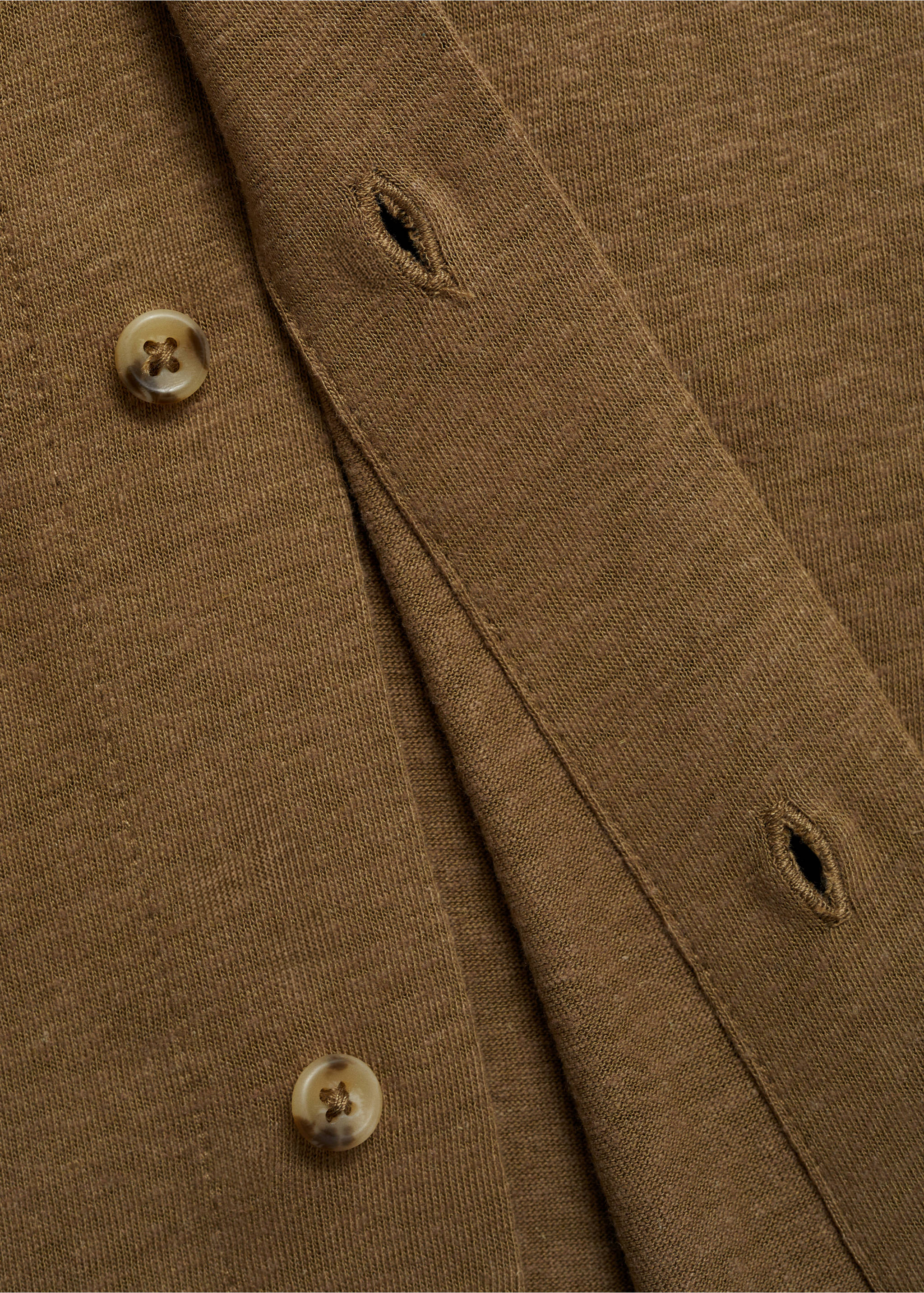Regular-fit linen shirt - Details of the article 0, Khaki. Ref: 87095922-00.