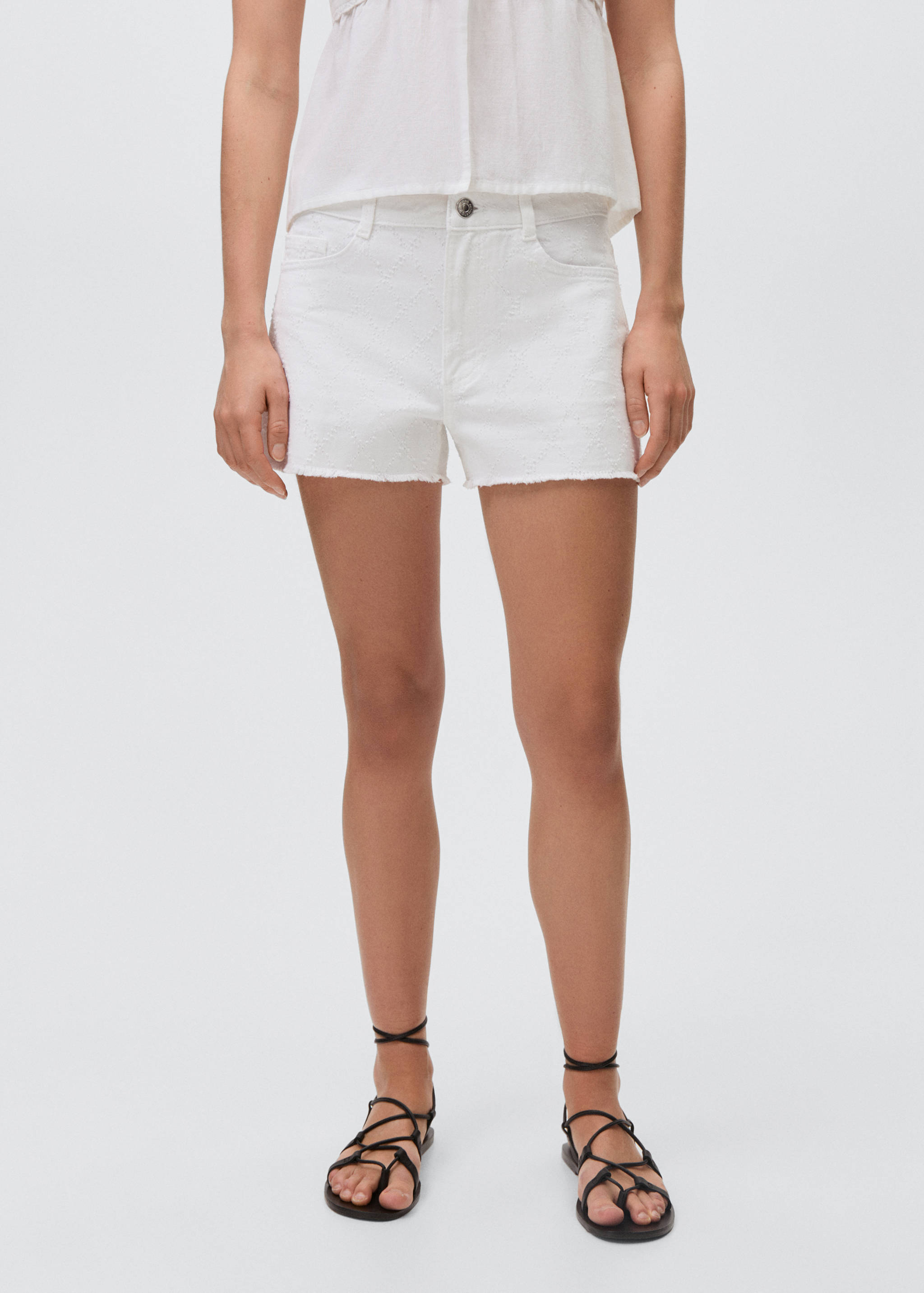 Embroidered cotton shorts - Details of the article 3