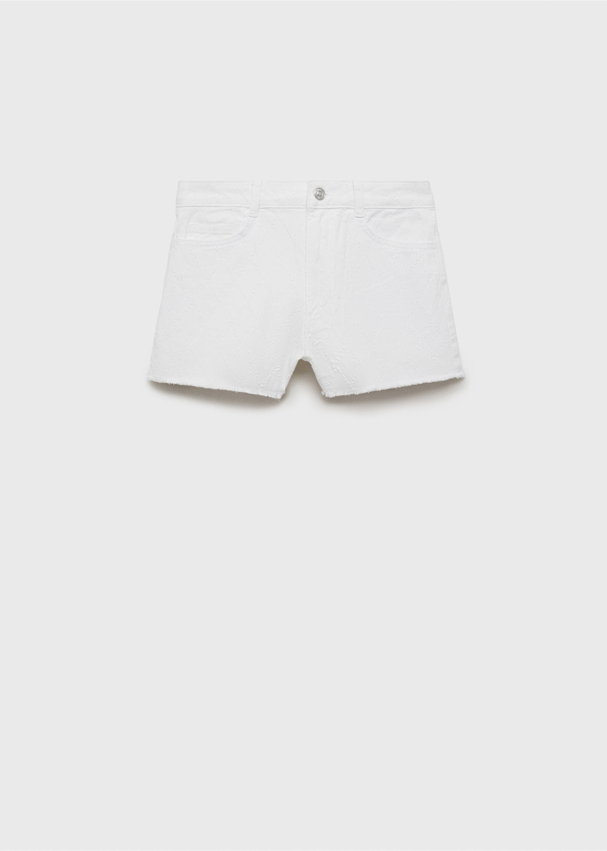 Bestickte Baumwoll-Bermudashorts - Artikel ohne Model, Cremeweiß. Ref: 87095923-00.