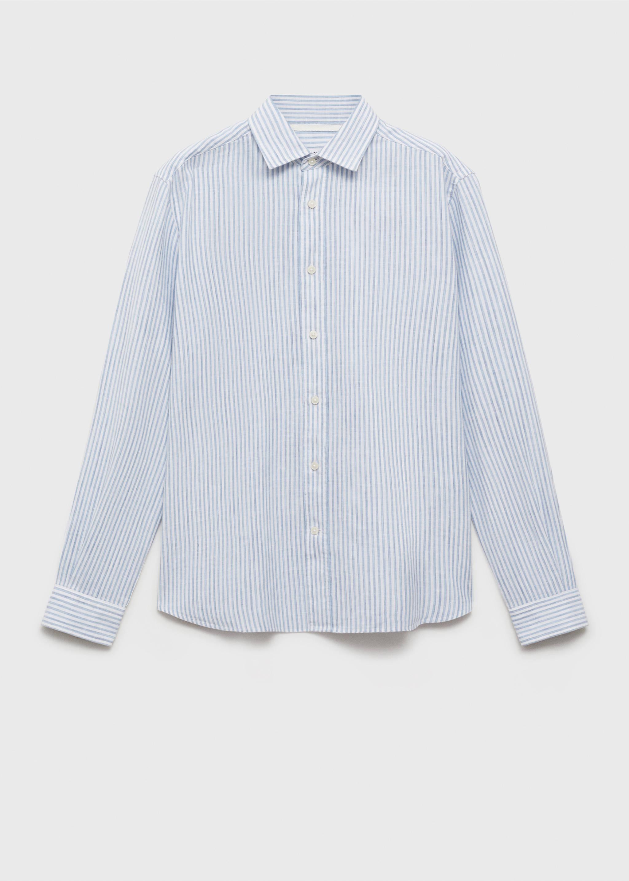 Regular fit striped linen shirt - Article without model, Sky Blue. Ref: 87095927-00.